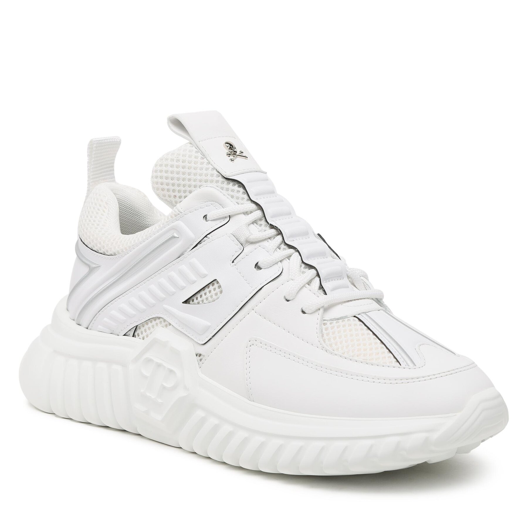 Sneakers PHILIPP PLEIN Runner Sneakers Supersonic SACS USC0405 PLE075N White/Nickel 0191 0191 imagine 2022 reducere