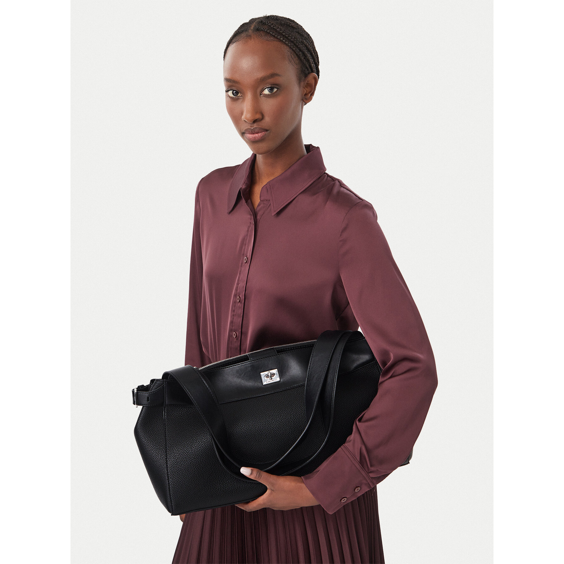 Τσάντα Calvin Klein Mix Media Work Tote LV04F3887G Μαύρο