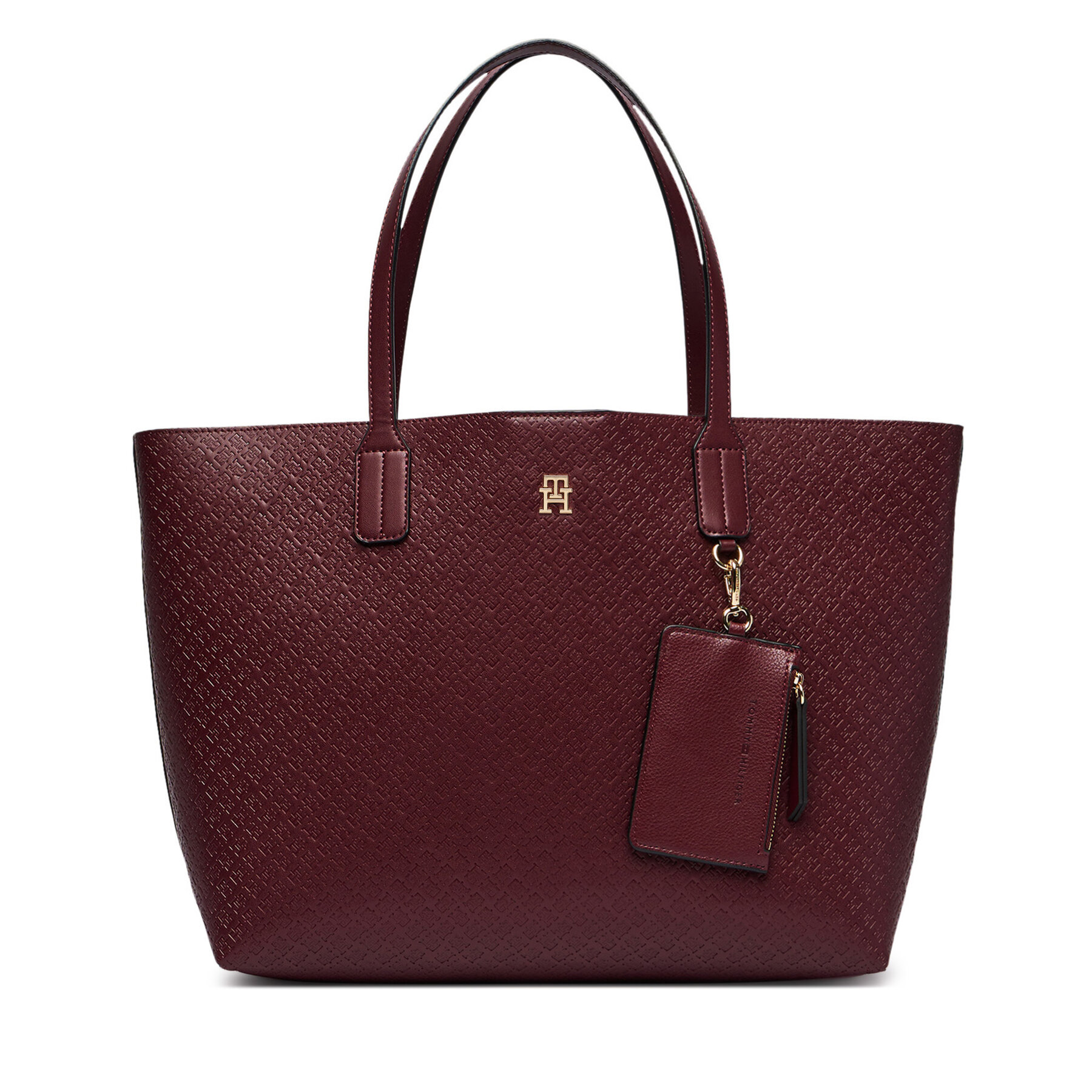 Geantă Tommy Hilfiger Th Icon Tote Mono AW0AW19004 Vișiniu