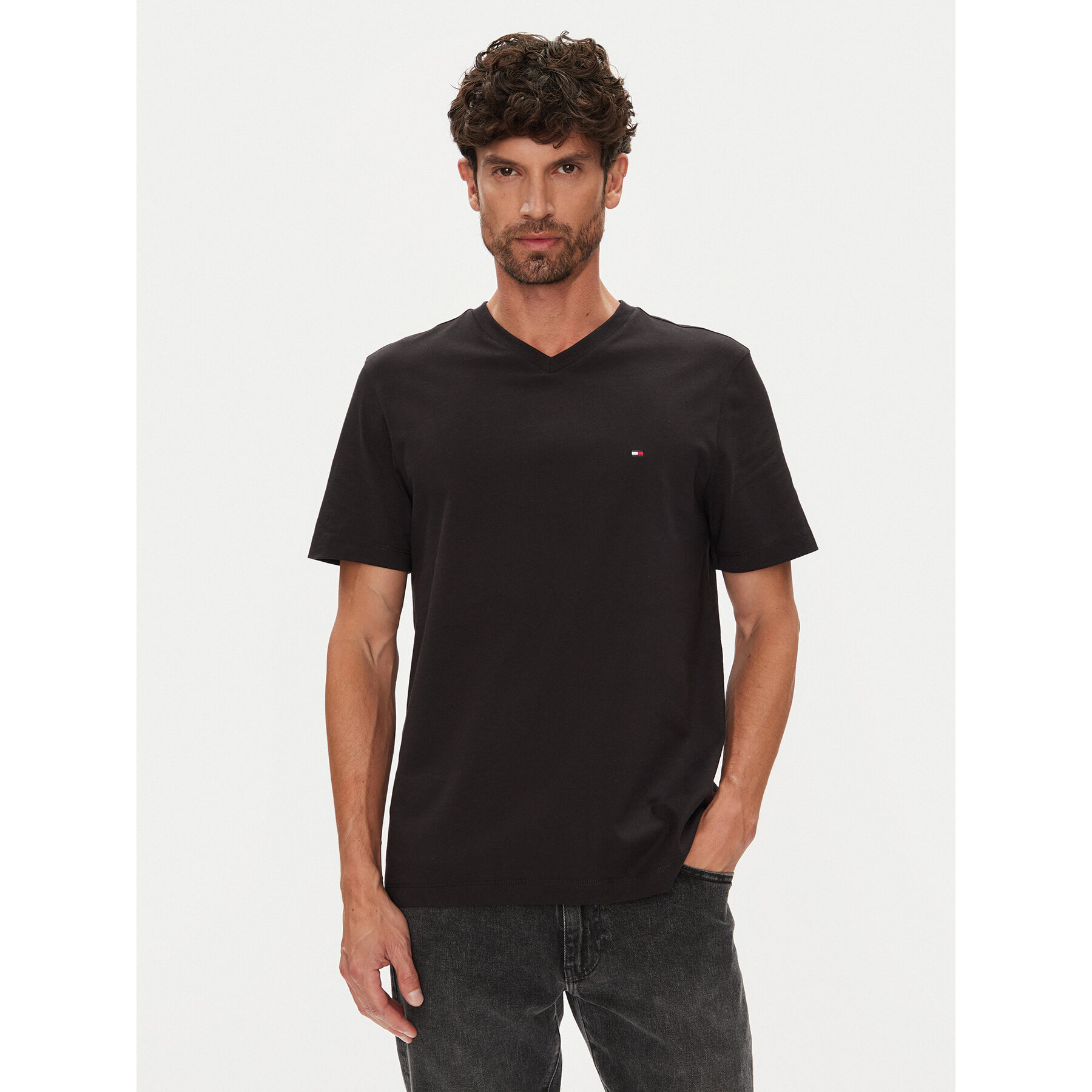 Tommy Hilfiger Majica Essential MW0MW39249 Črna Regular Fit