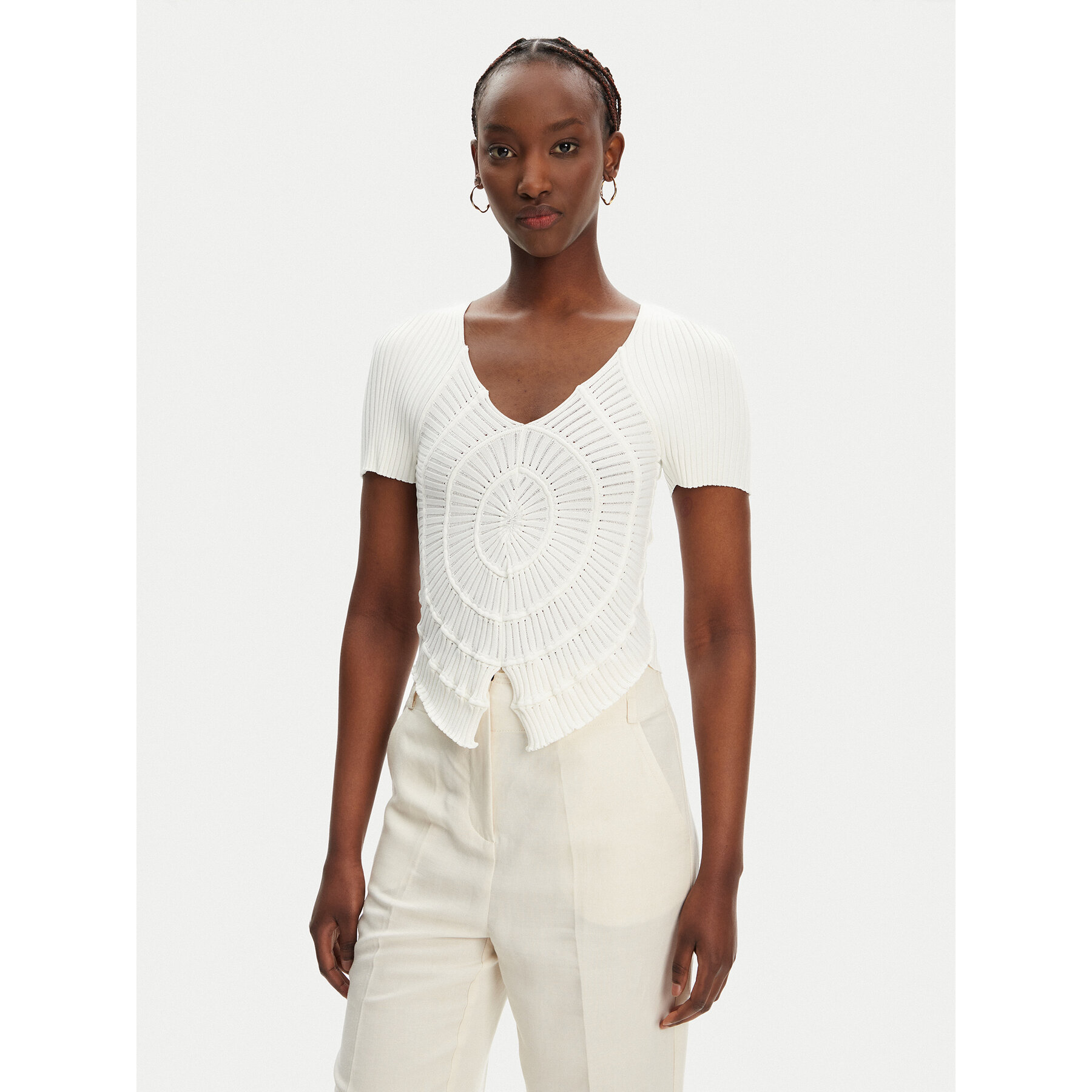 PINKO Bluse Falterona Maglia 104625 A2E6 Weiß Regular Fit