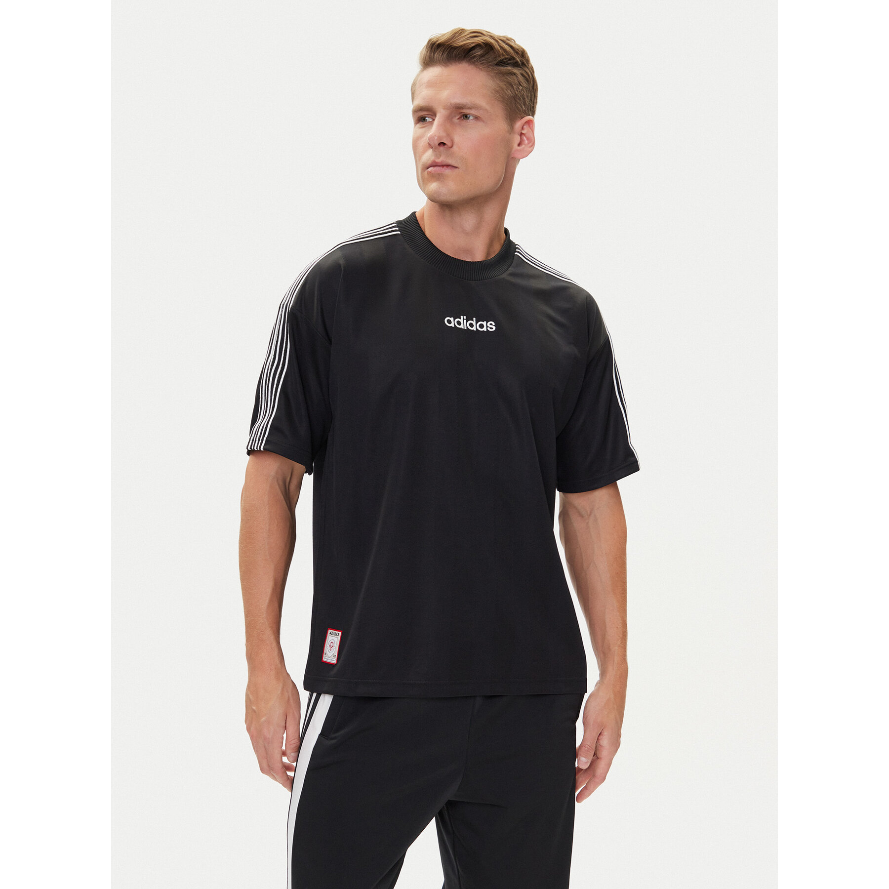 adidas T-Shirt 90s Stripe JX3068 Μαύρο Regular Fit