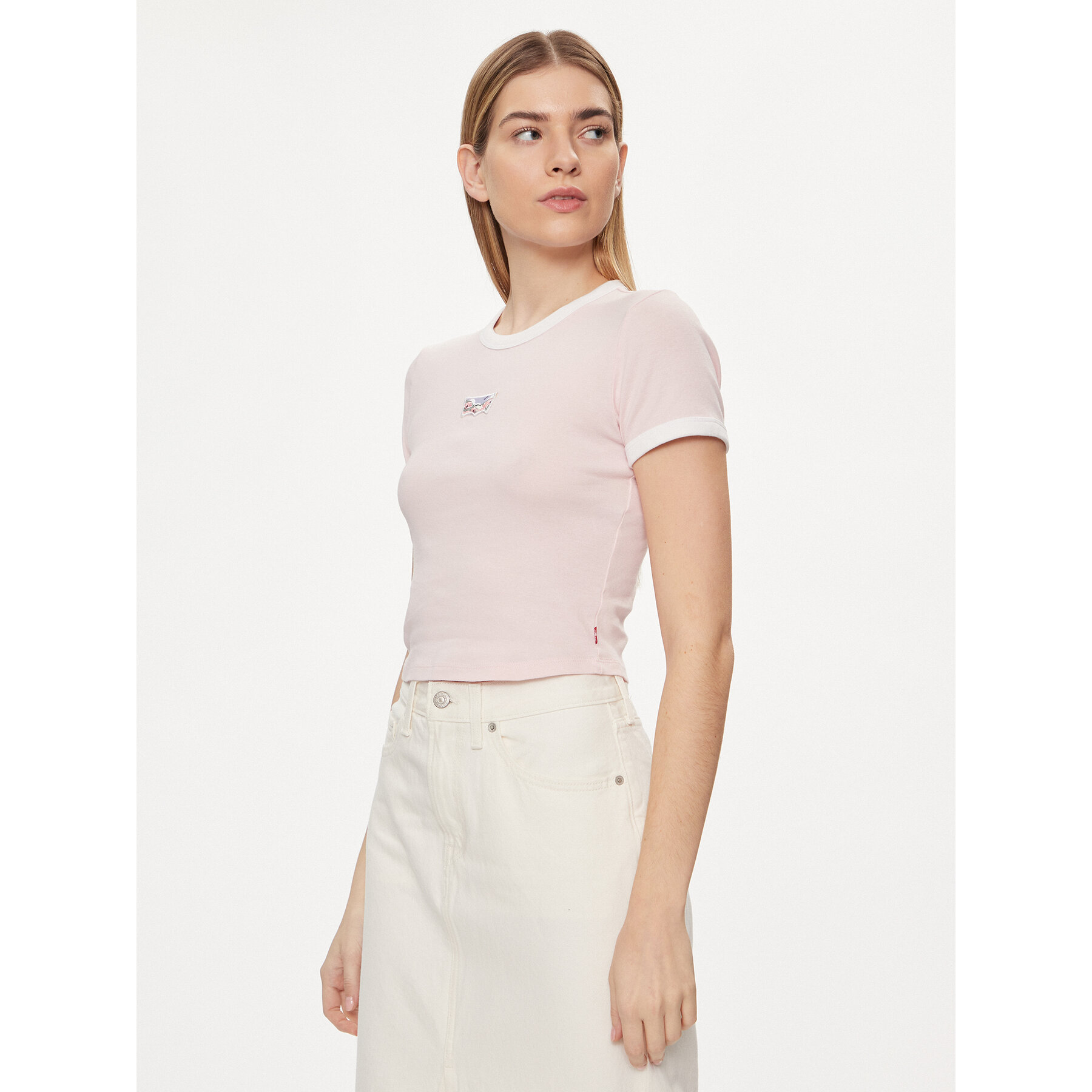 Levi's Póló Graphic Ringer A3523-0060 Rózsaszín Slim Fit