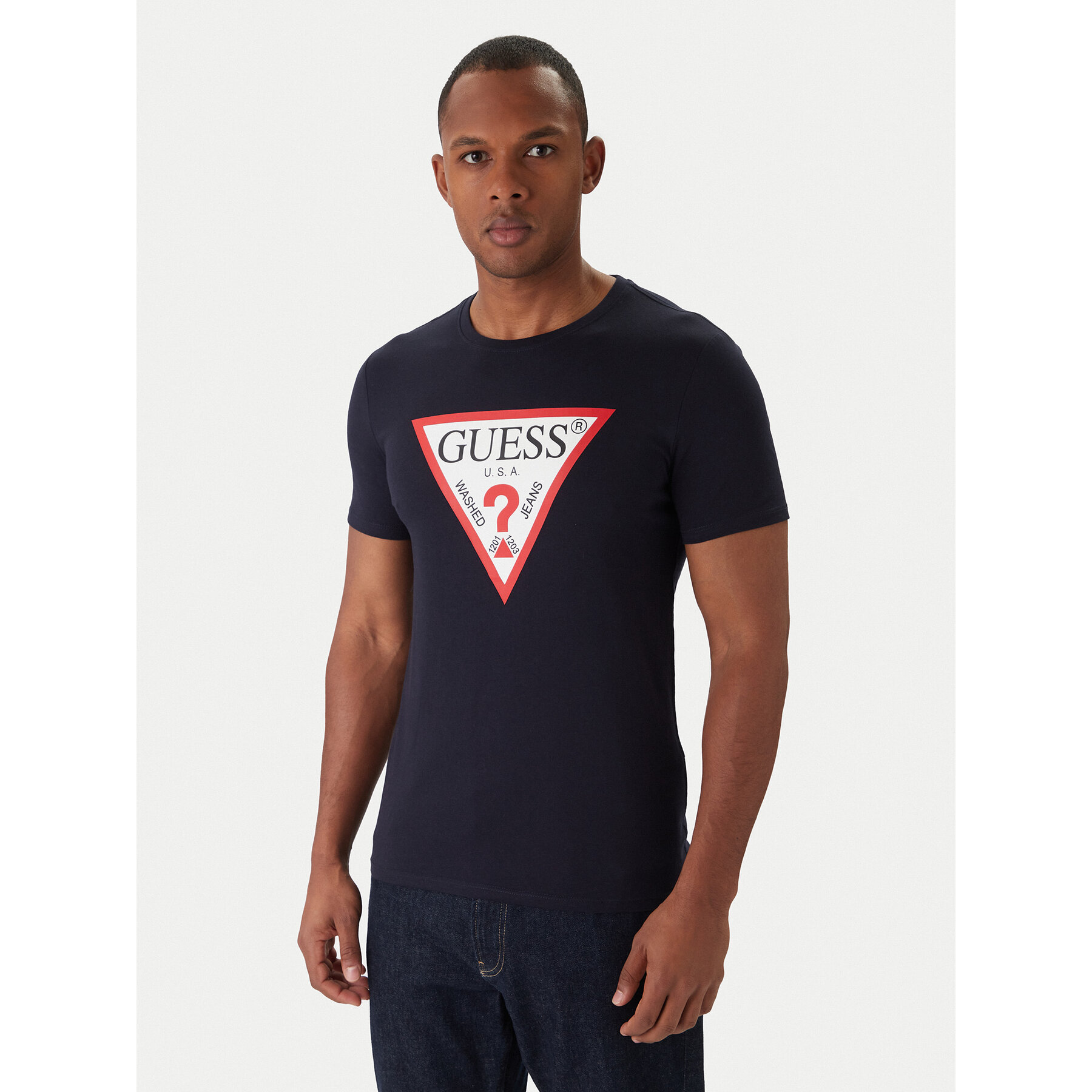 Guess Majica M2YI71 I3Z14 Mornarsko modra Slim Fit