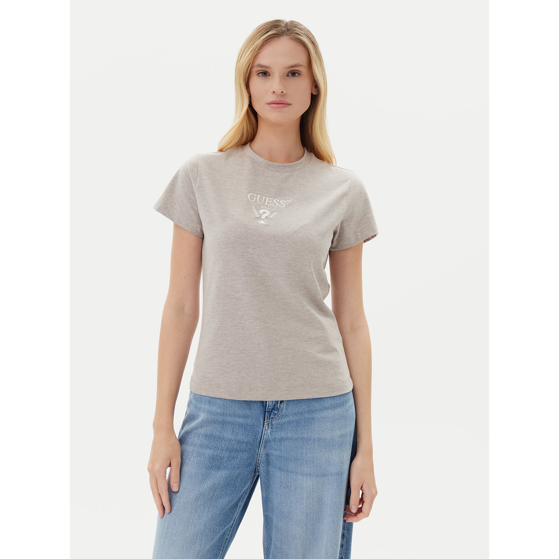 Guess T-Shirt V4YI21 KCDH1 Γκρι Slim Fit