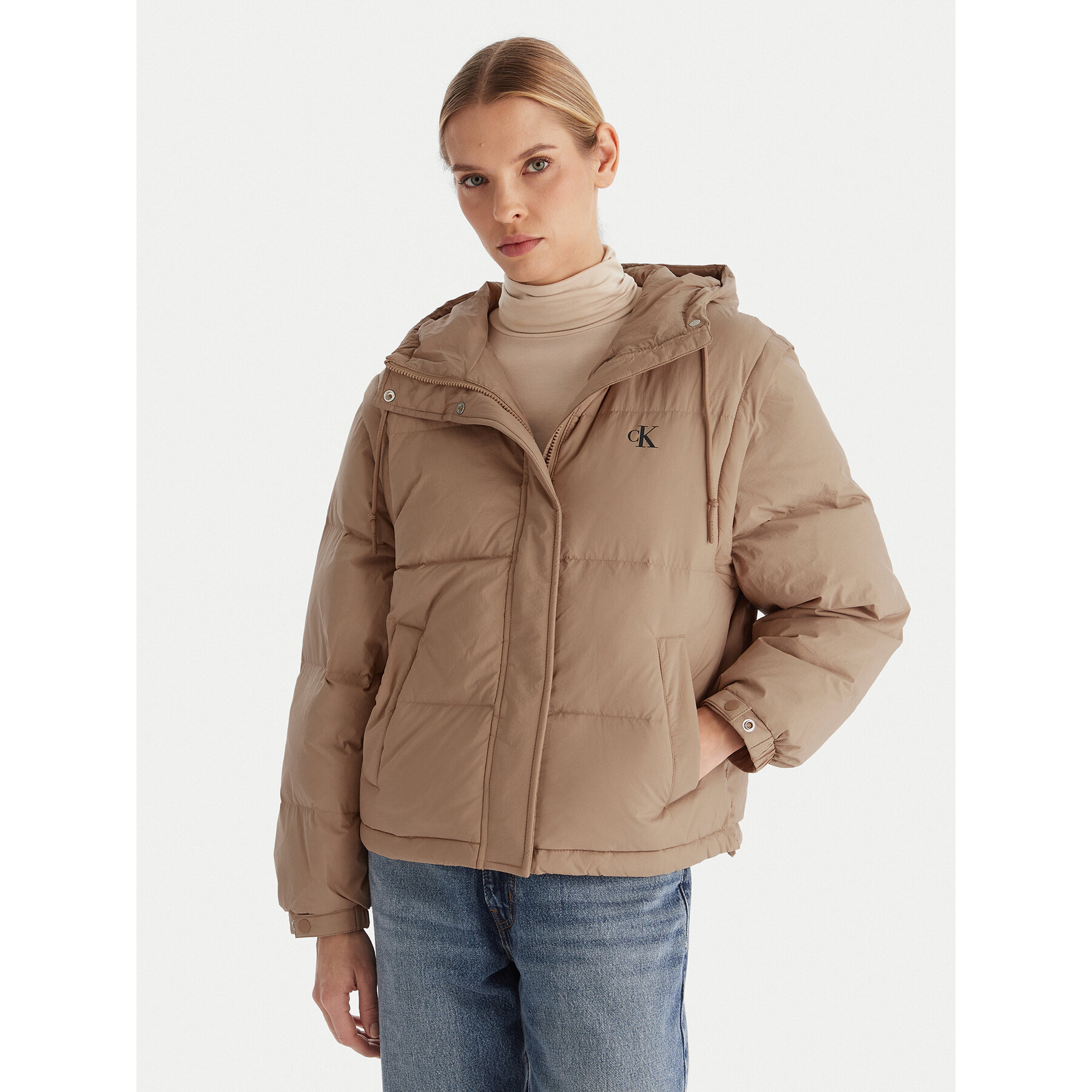 Calvin Klein Jeans Daunenjacke LV044D522G Beige Regular Fit