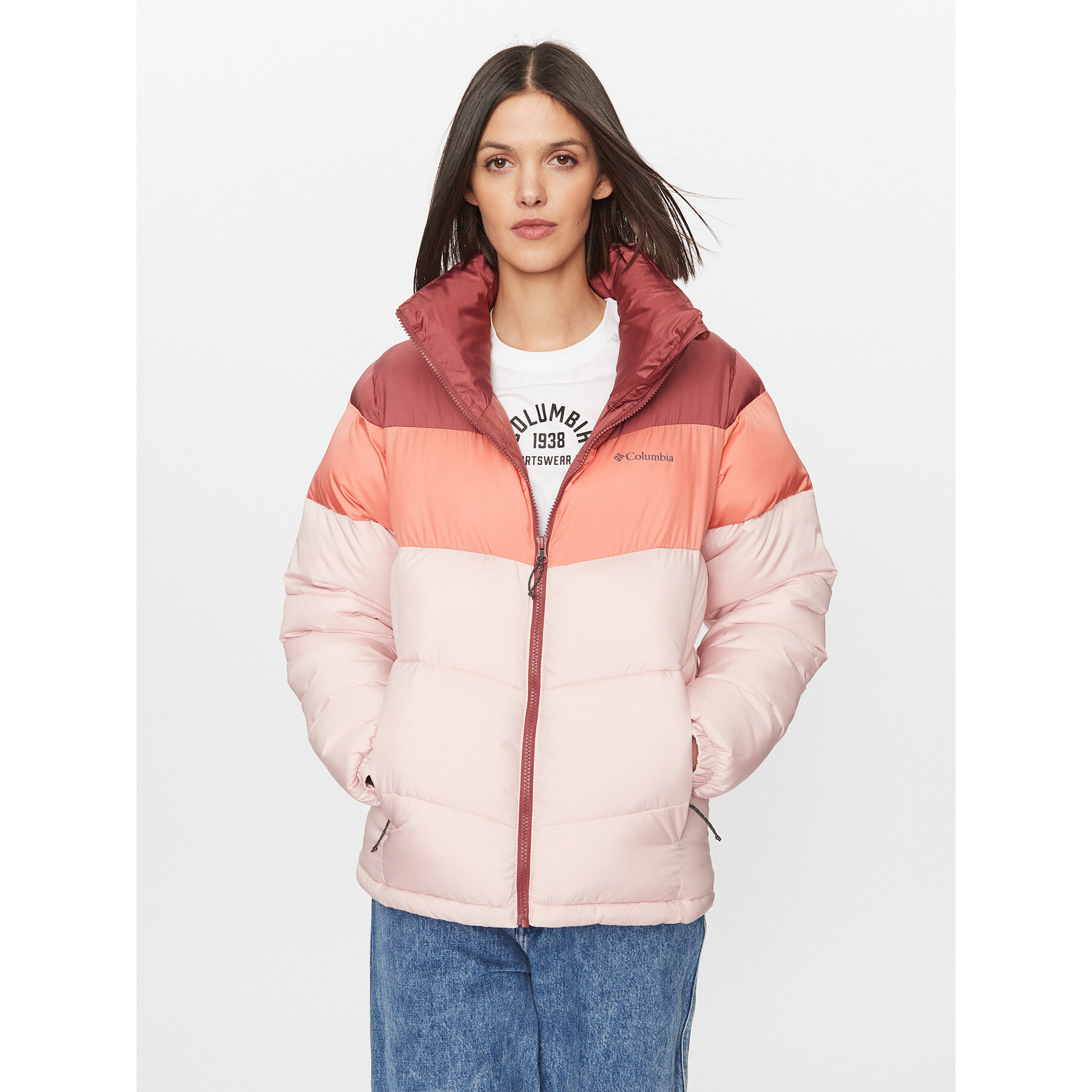 Columbia Winterjacke Puffect™ Color Blocked Jacket Rot Regular Fit