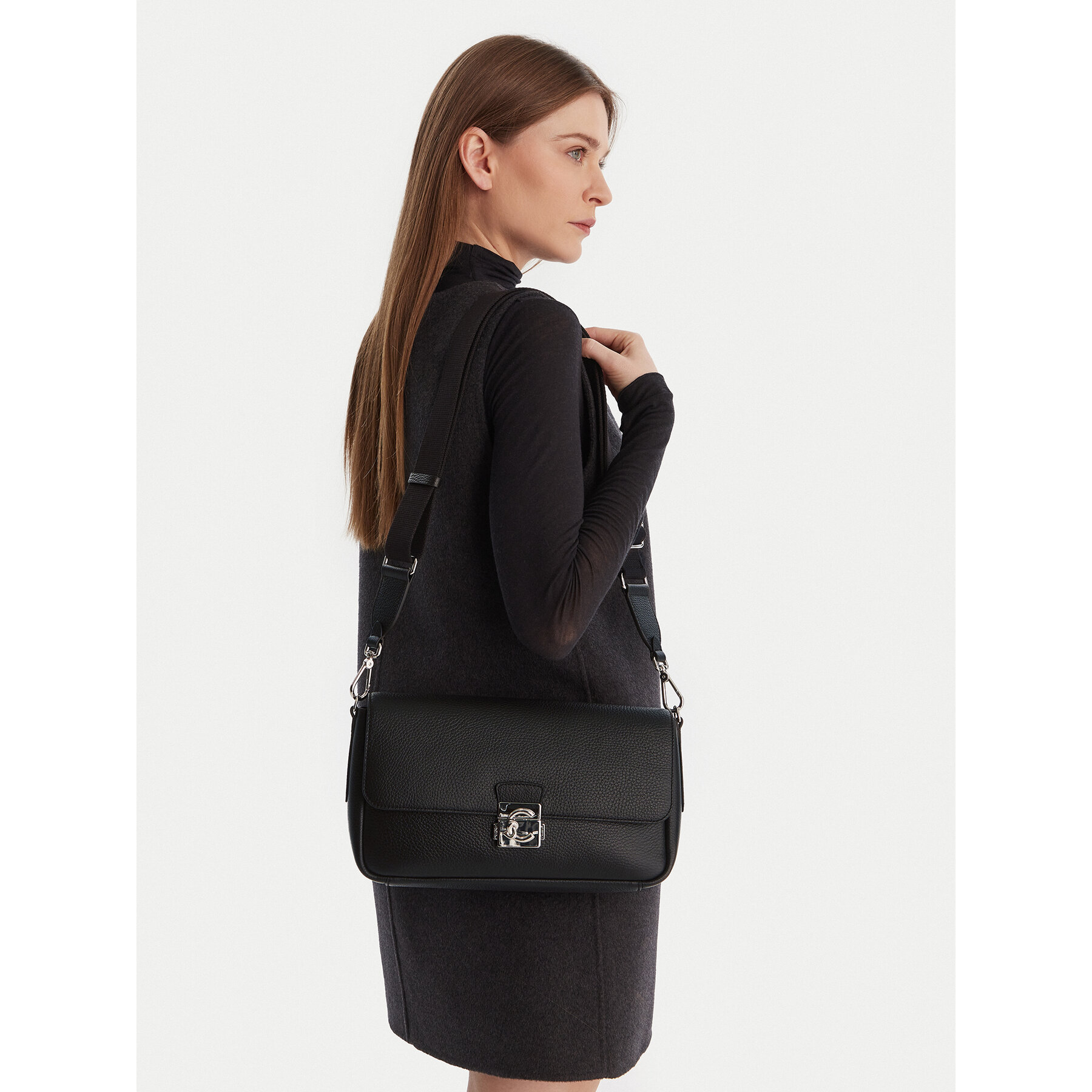 Geantă Coccinelle U4K Coccinelle C-Me Lock E1 U4K 12 01 02 Negru