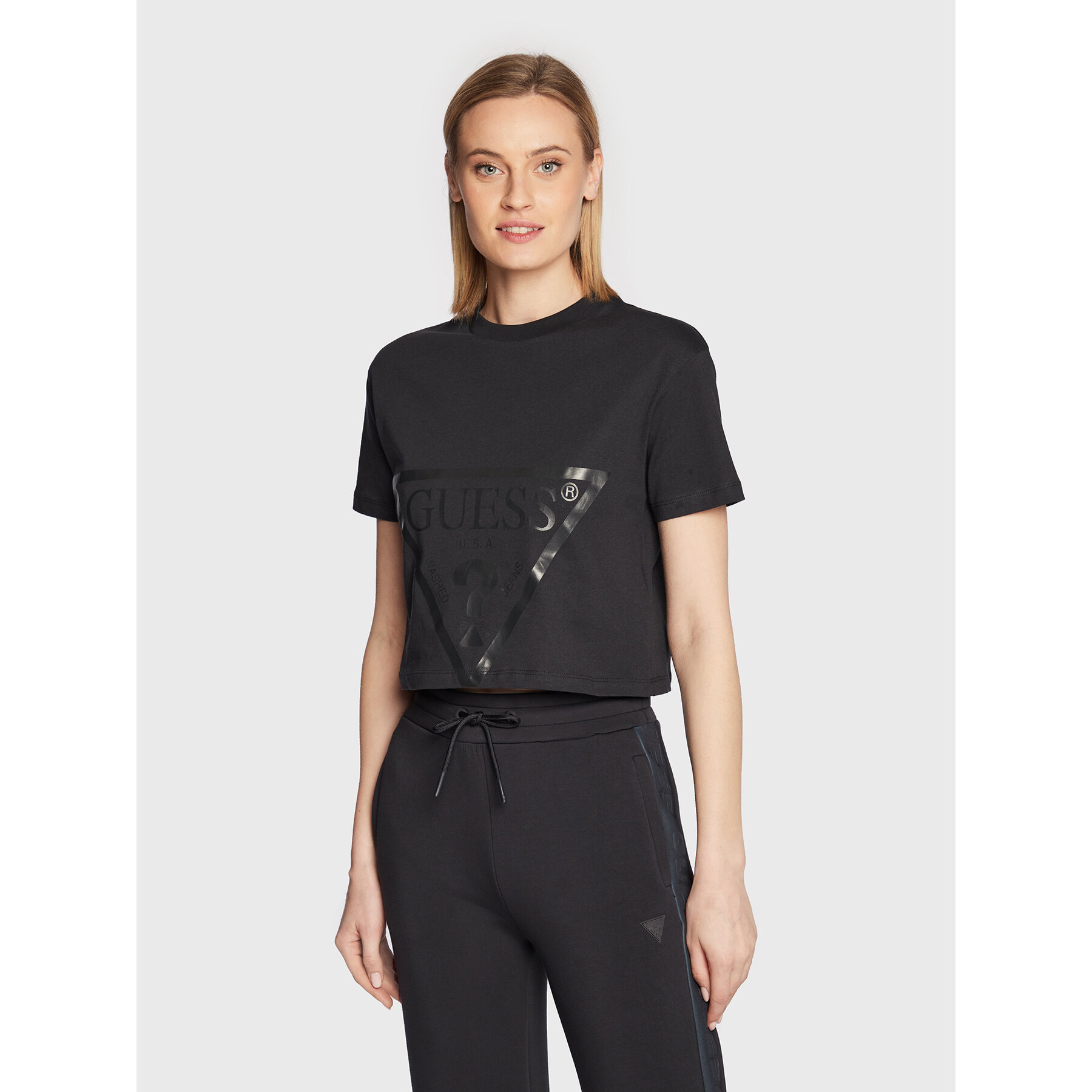 Guess T-Shirt Adele V2YI06 K8HM0 Μαύρο Regular Fit