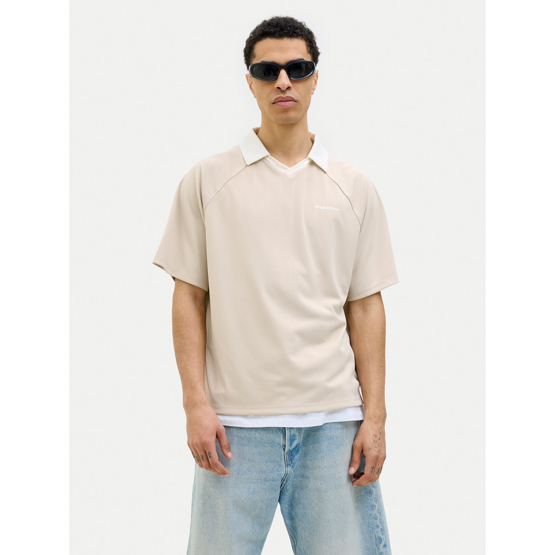 Jack & Jones Pólóing Lido 12276758 Bézs Loose Fit
