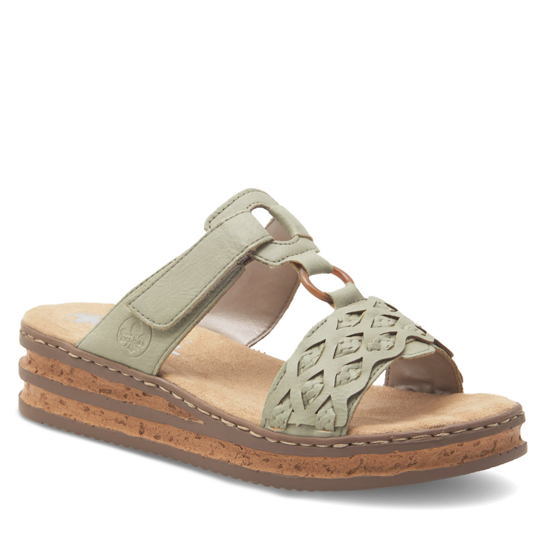 Damen Pantoletten Rieker, Schuhgröße 39, Grün, 629K9-52