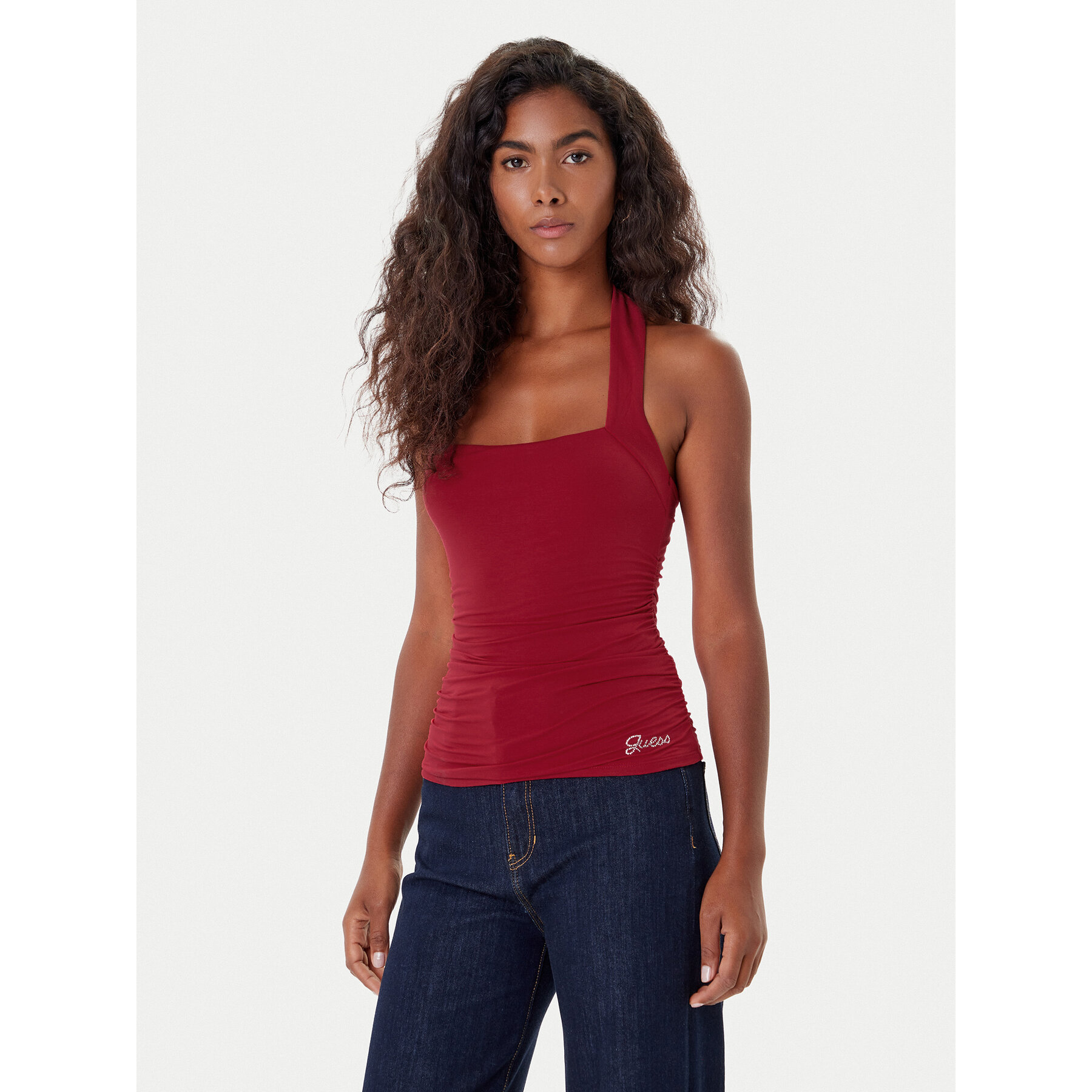 Guess Τοπ W5YP28 KACM2 Κόκκινο Regular Fit