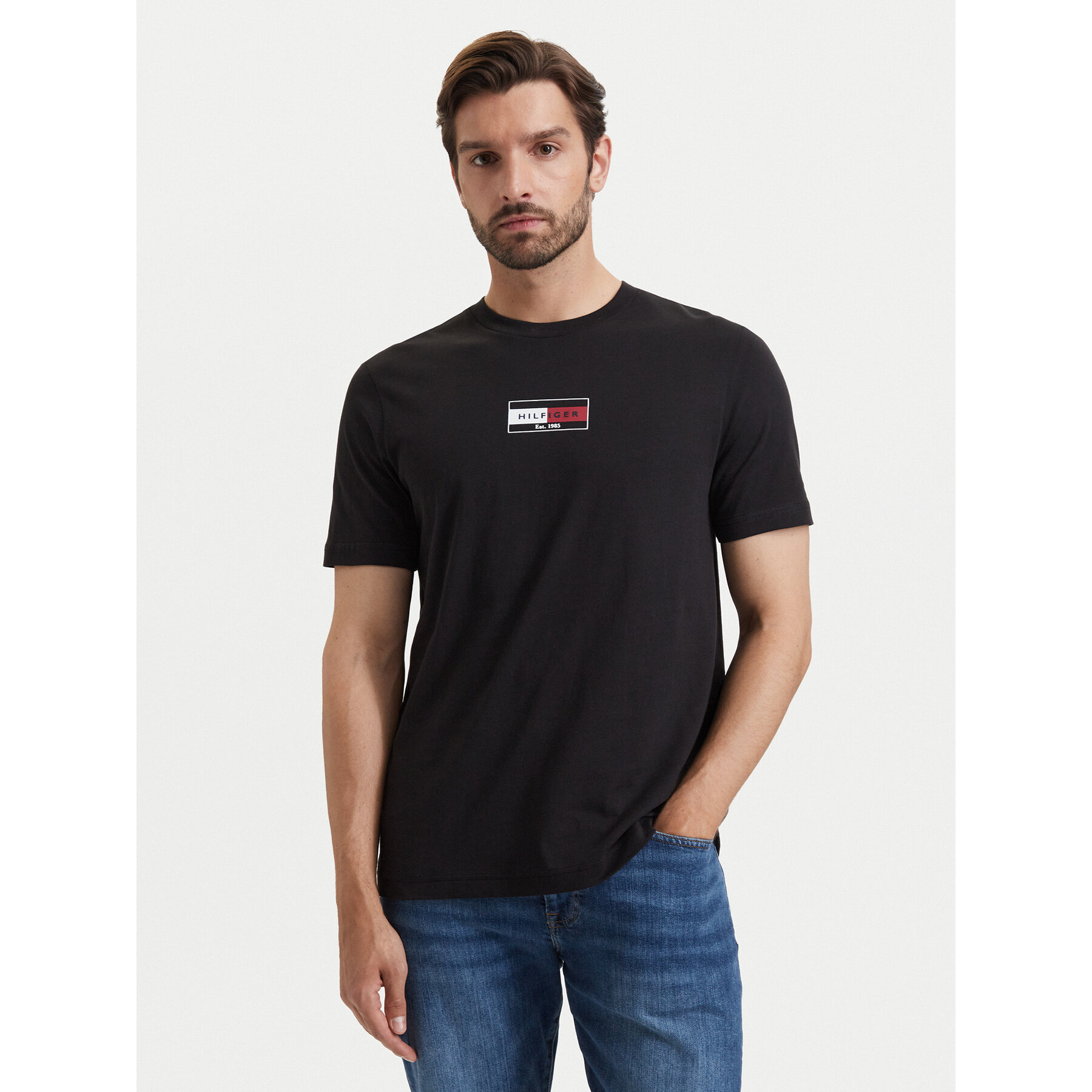 Tommy Hilfiger T-Shirt Brand Love MW0MW44882 Schwarz Regular Fit