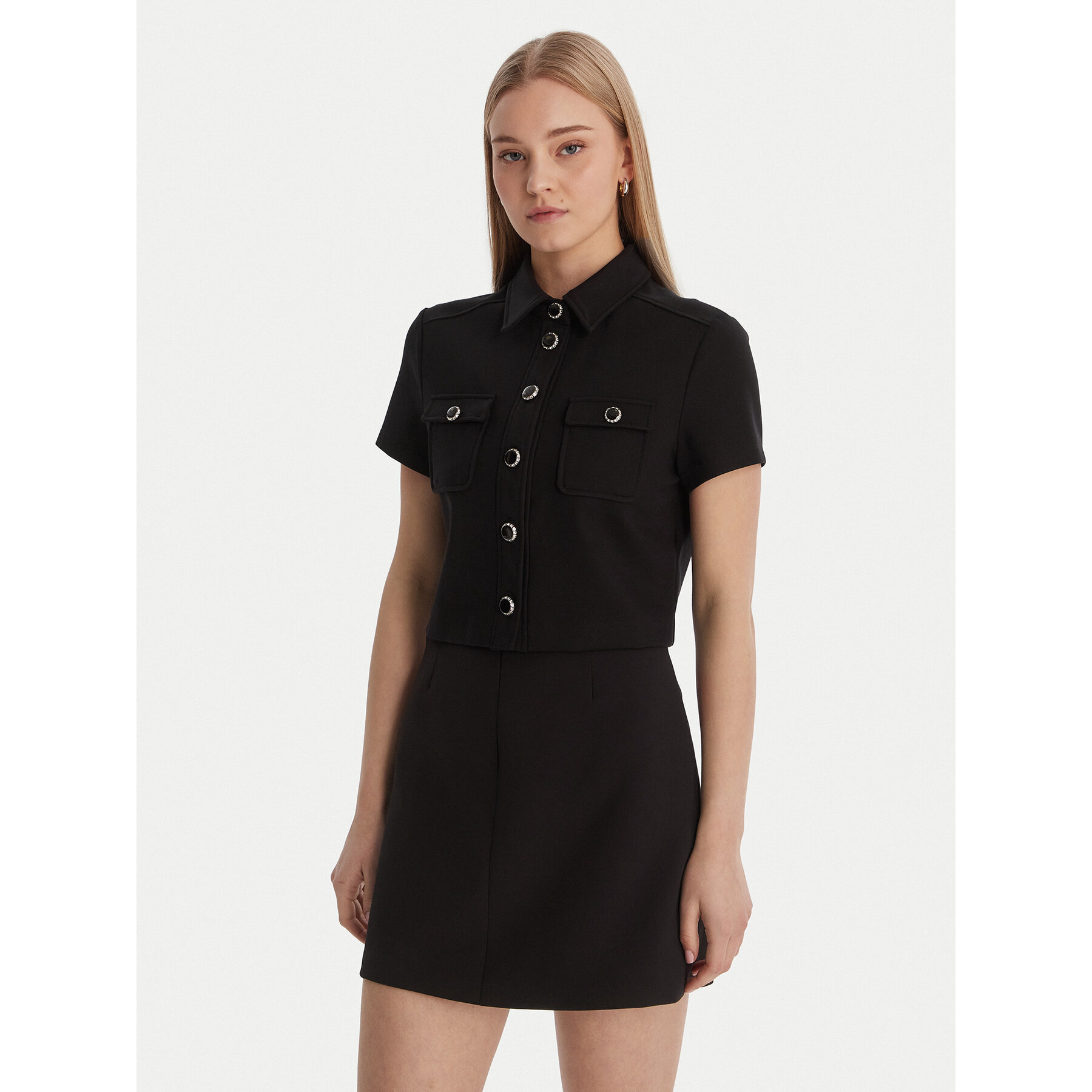 Guess Hemd W6RH83 KCMU2 Schwarz Regular Fit