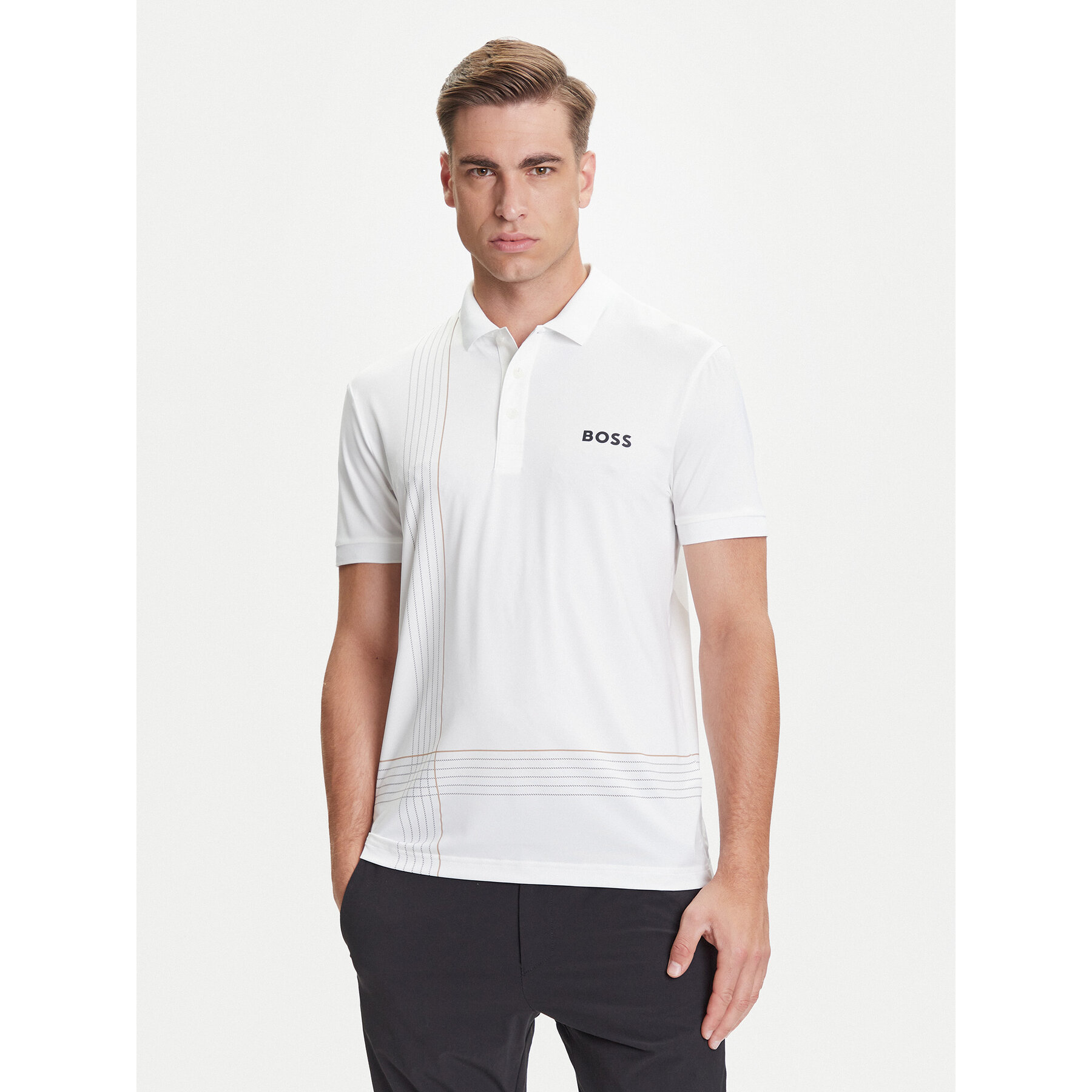 BOSS Poloshirt Check 50545692 Weiß Slim Fit