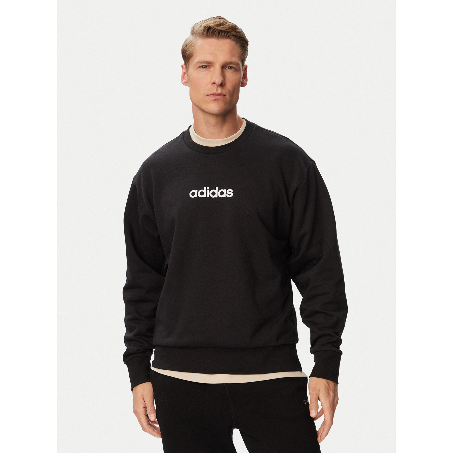adidas Sweatshirt Essentials Linear Fleece JM1759 Schwarz Regular Fit