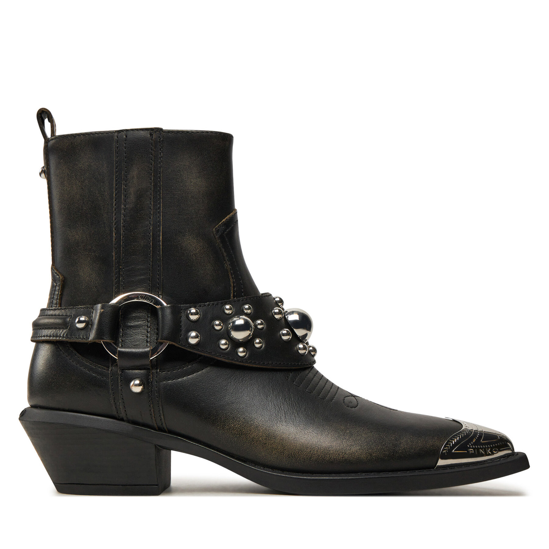 Damskie Kowbojki PINKO, Rozmiar 37 Czarny Tex 07 SD0195P056
