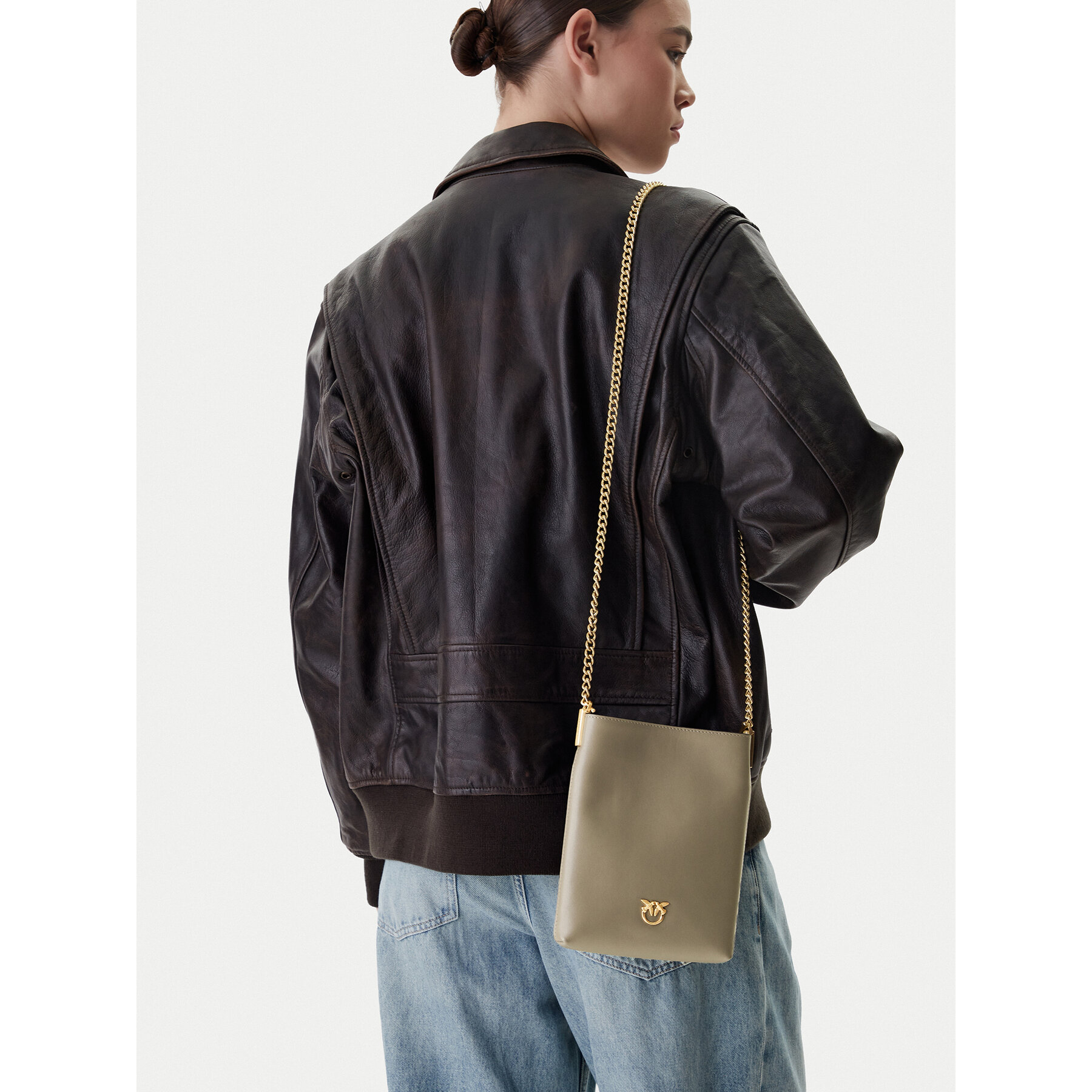 Дамска чанта PINKO Flat Satchel AI 25-26 PCPL 105352 A0QO Сив