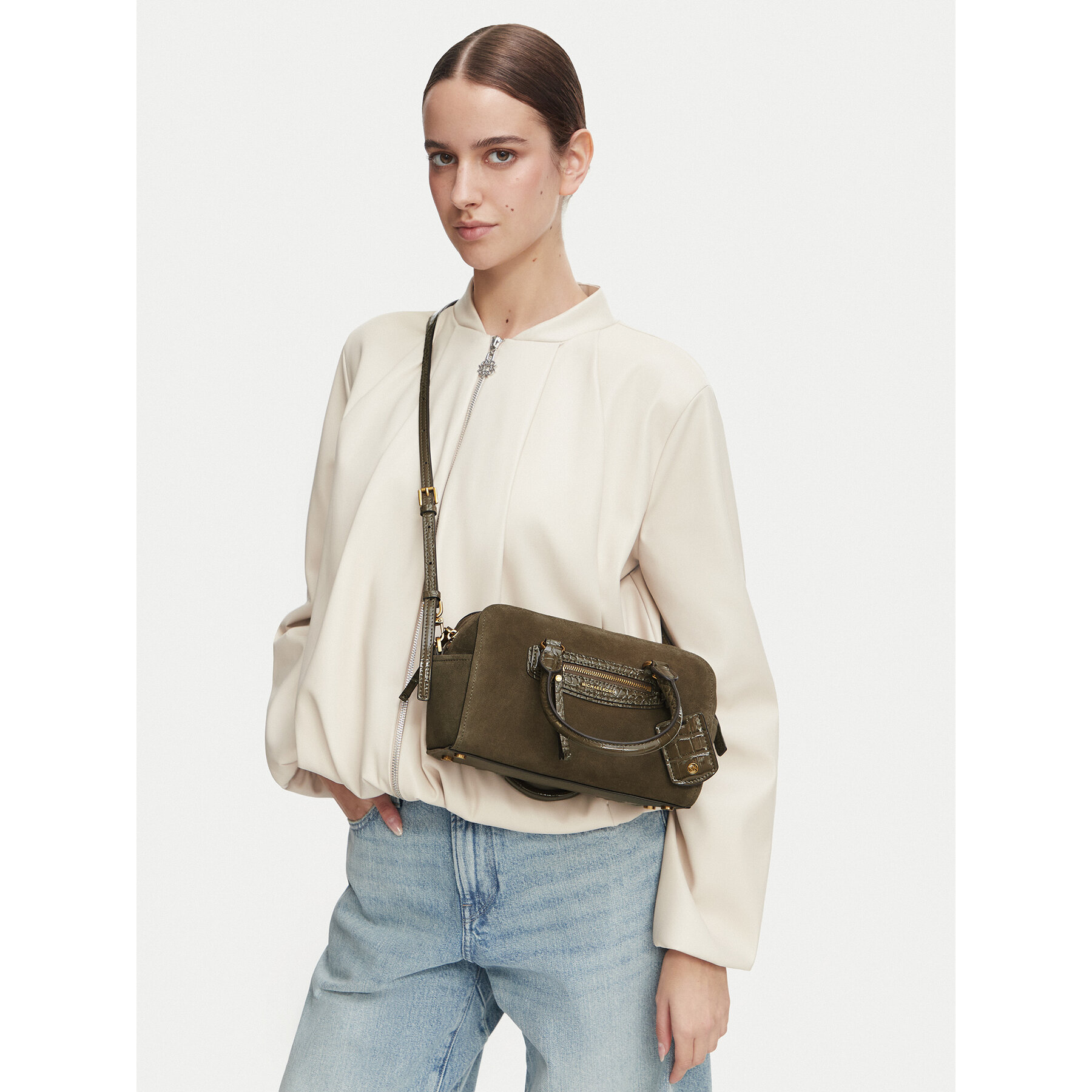 Geantă MICHAEL Michael Kors Jet Set 32F6ATVC0S Kaki