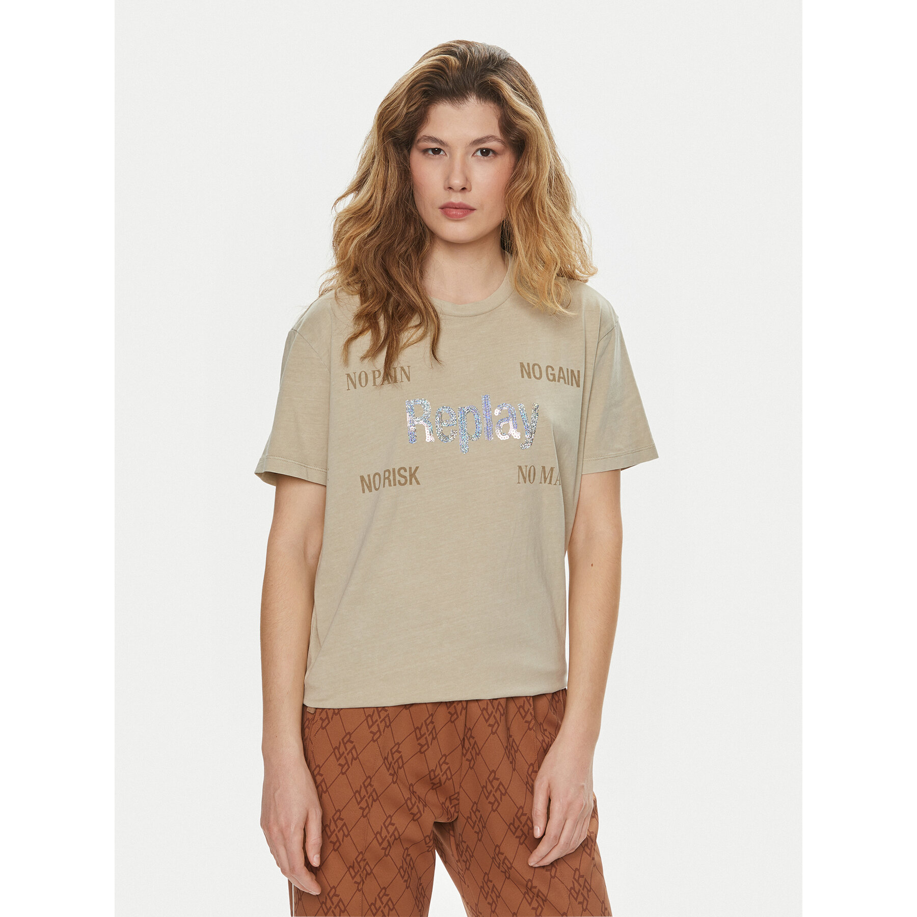 Replay T-Shirt W3072A.000.22658M Μπεζ Regular Fit