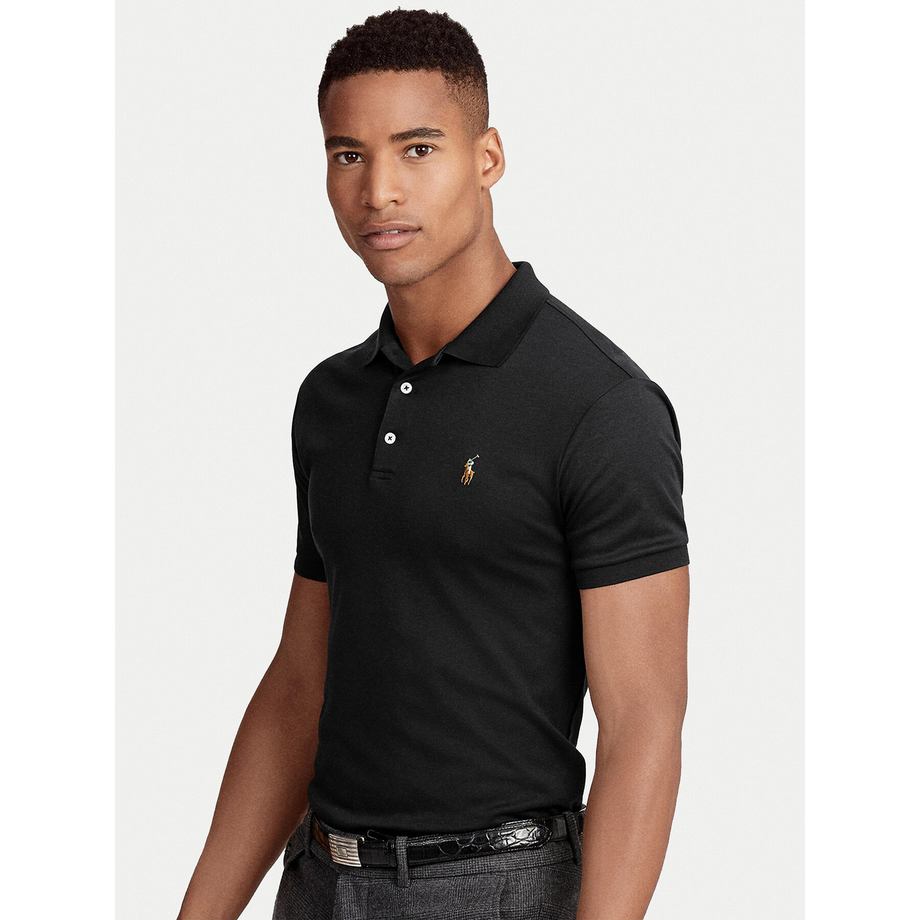 Polo Ralph Lauren Polo majica Ssl-Knt 710685514002 Črna Slim Fit