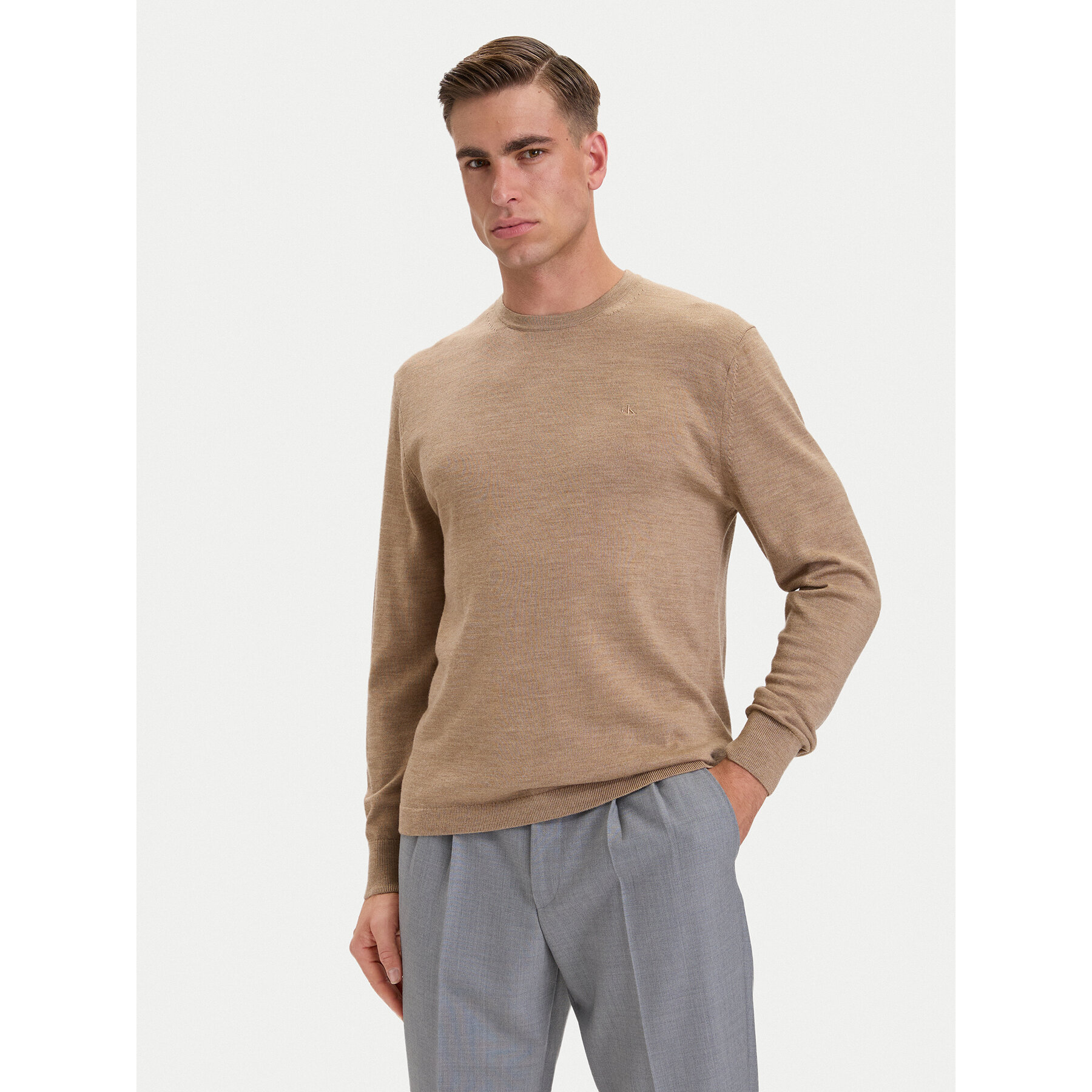 Calvin Klein Pullover LV04LB305G Dunkelbeige Regular Fit