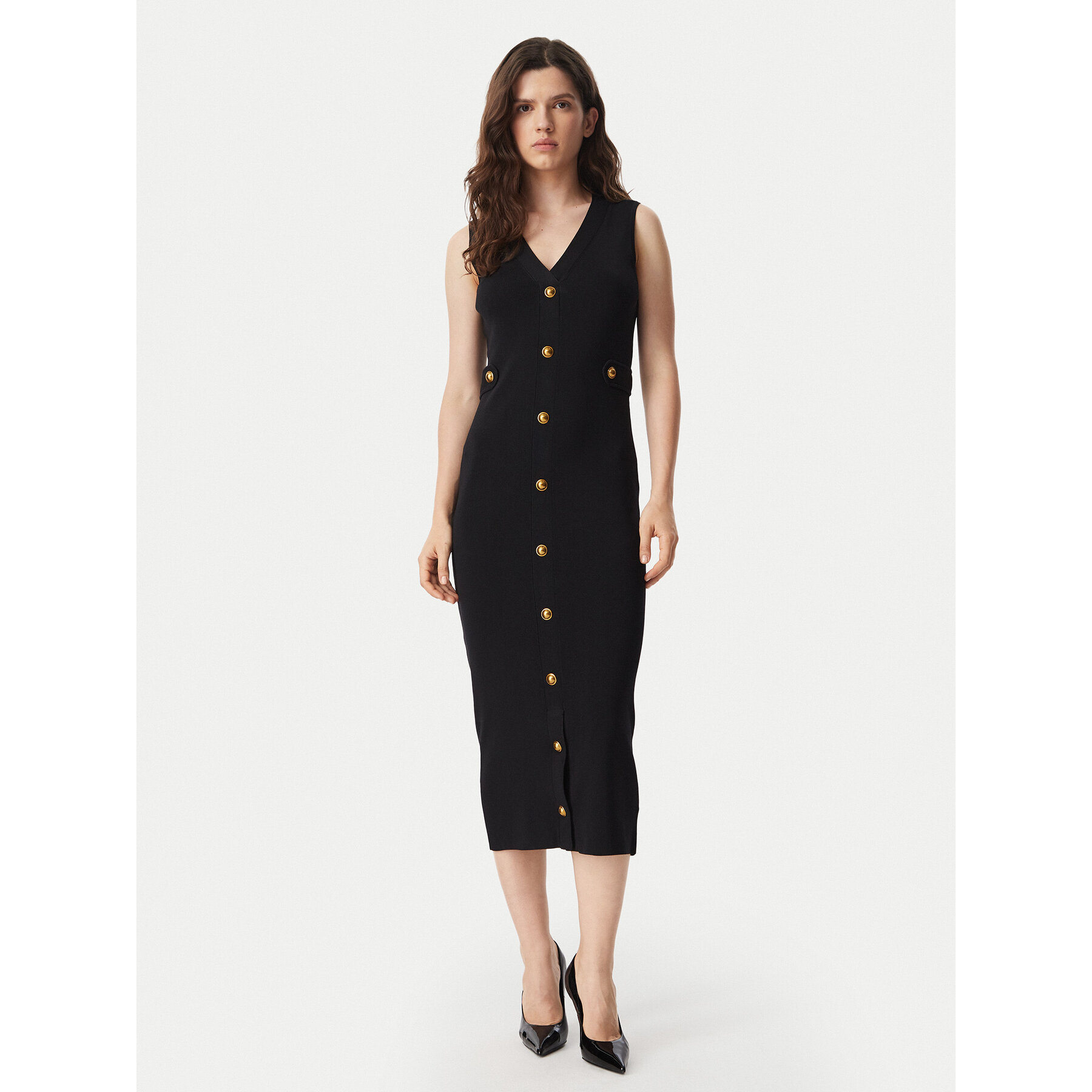 MICHAEL Michael Kors Strickkleid MT683J25ZV Schwarz Slim Fit