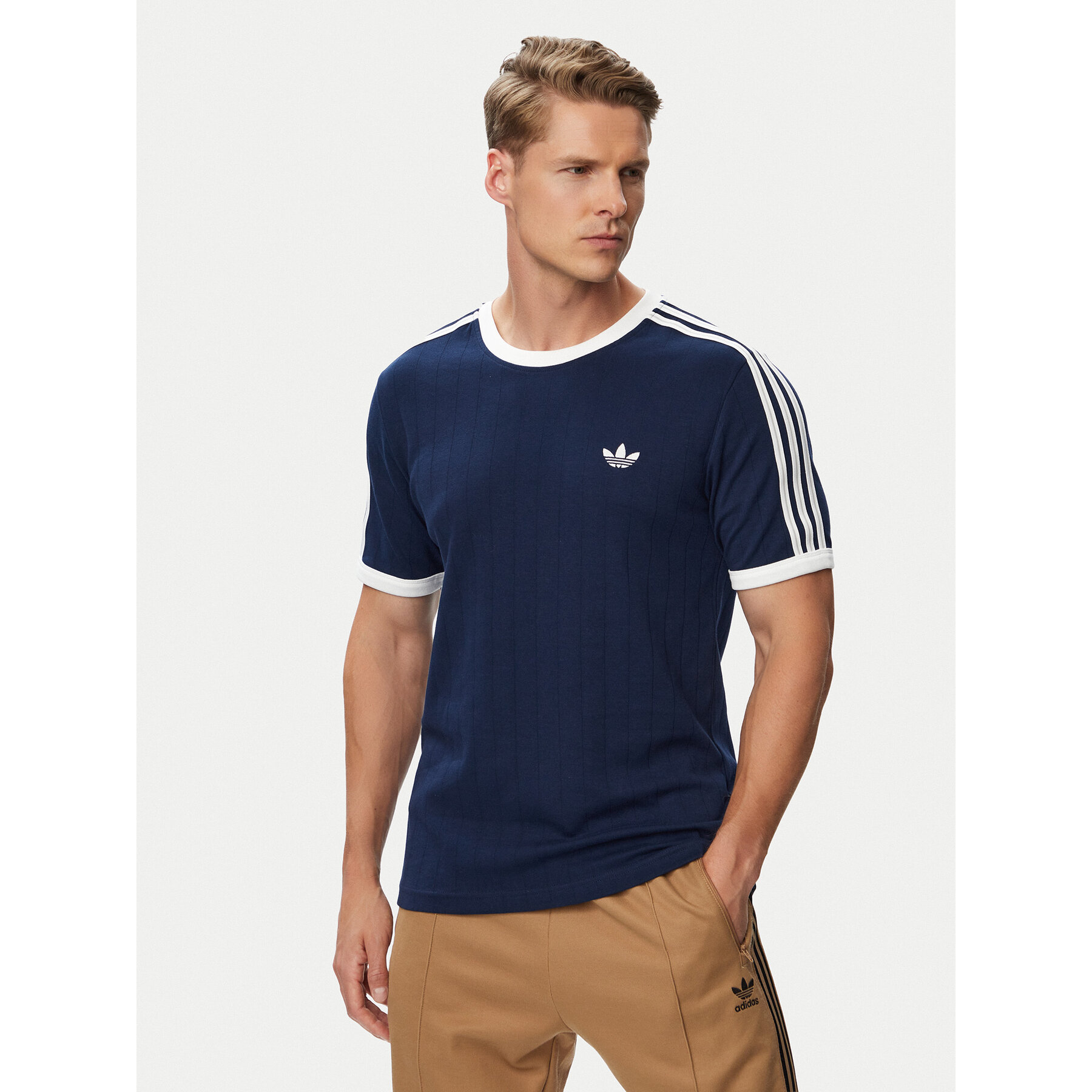 adidas Majica Drop Needle 3 Stripes Tee KS7448 Mornarsko modra Regular Fit