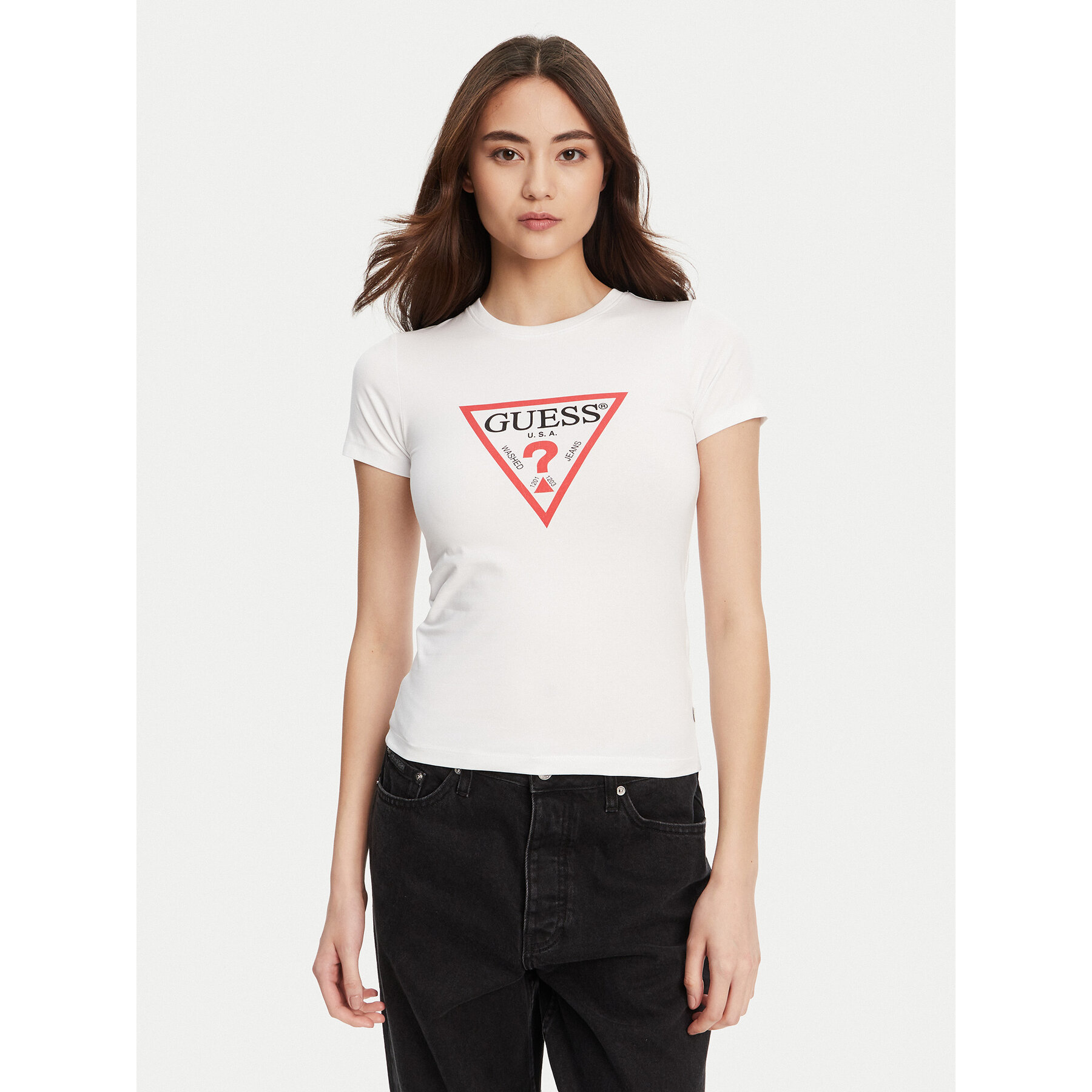 Guess Jeans T-Shirt W4YI04 J1314 Λευκό Regular Fit