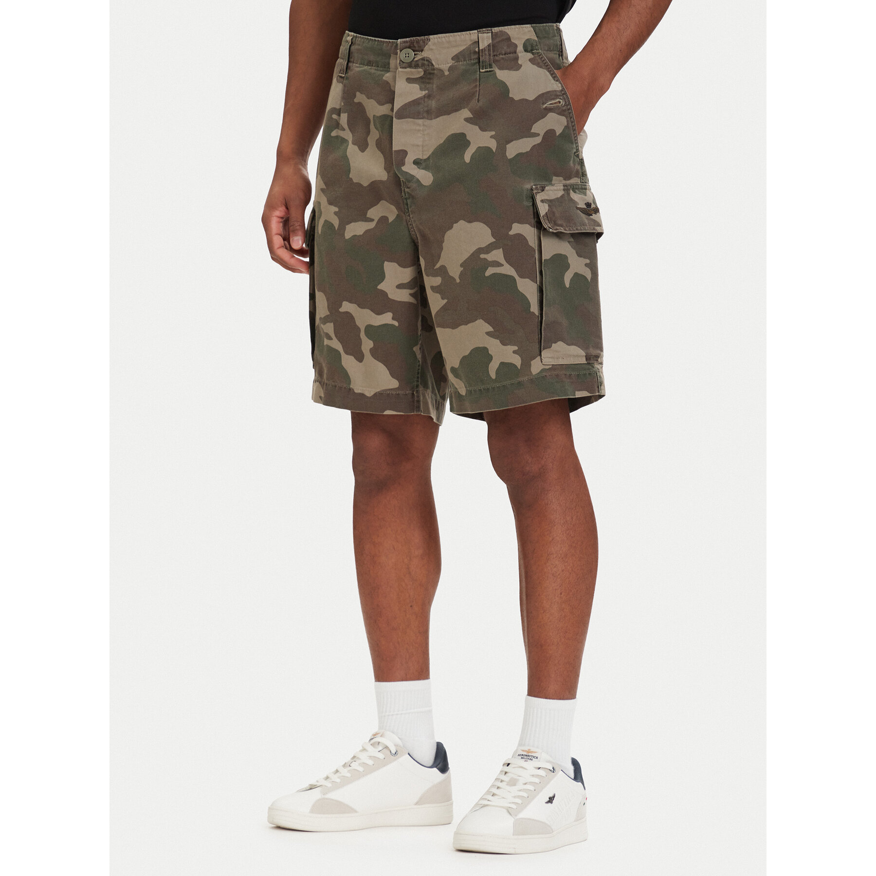 Aeronautica Militare Stoffshorts 261BE0281UCT04296 Grün Regular Fit