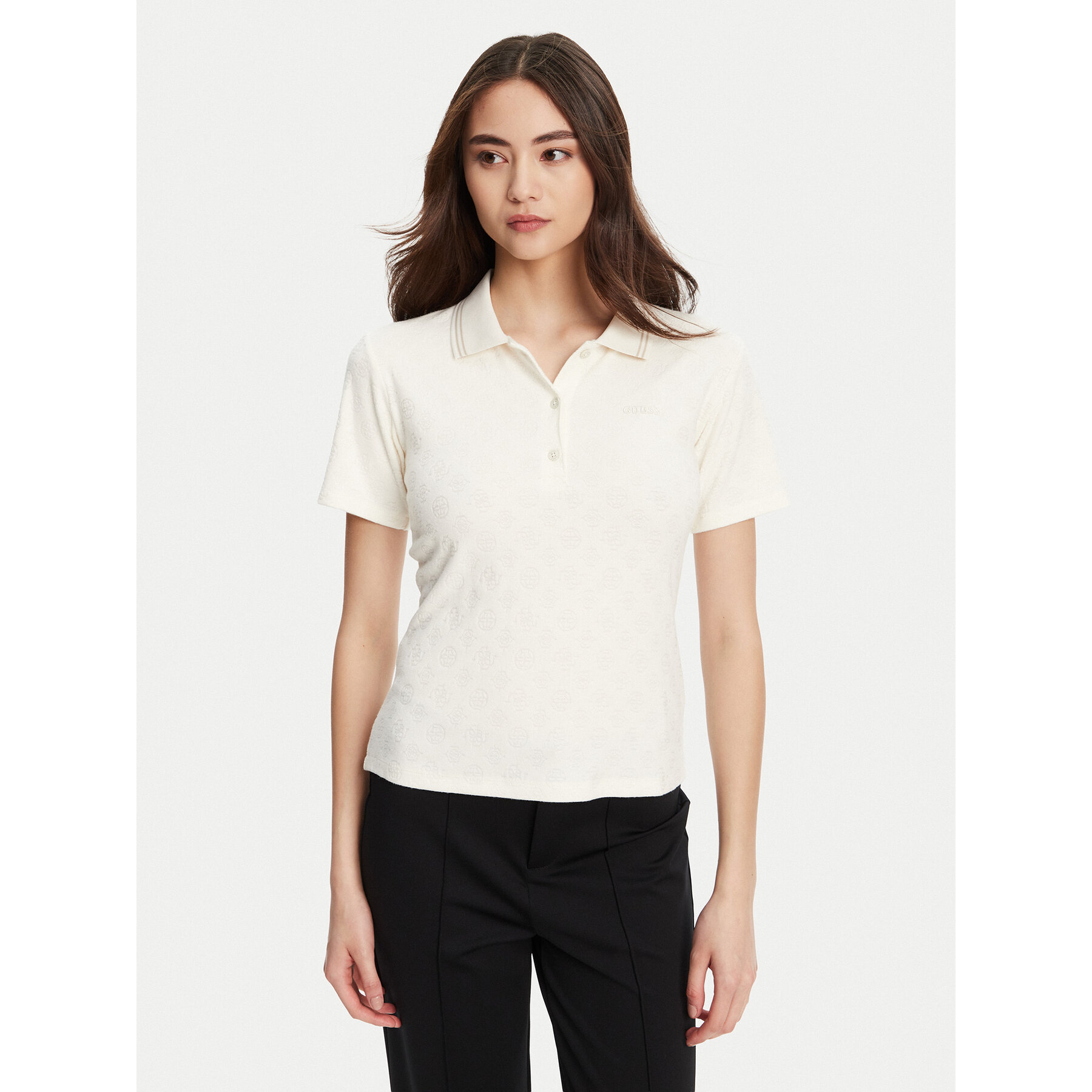 Guess Polo majica V5YP01 KCX12 Kremna Regular Fit