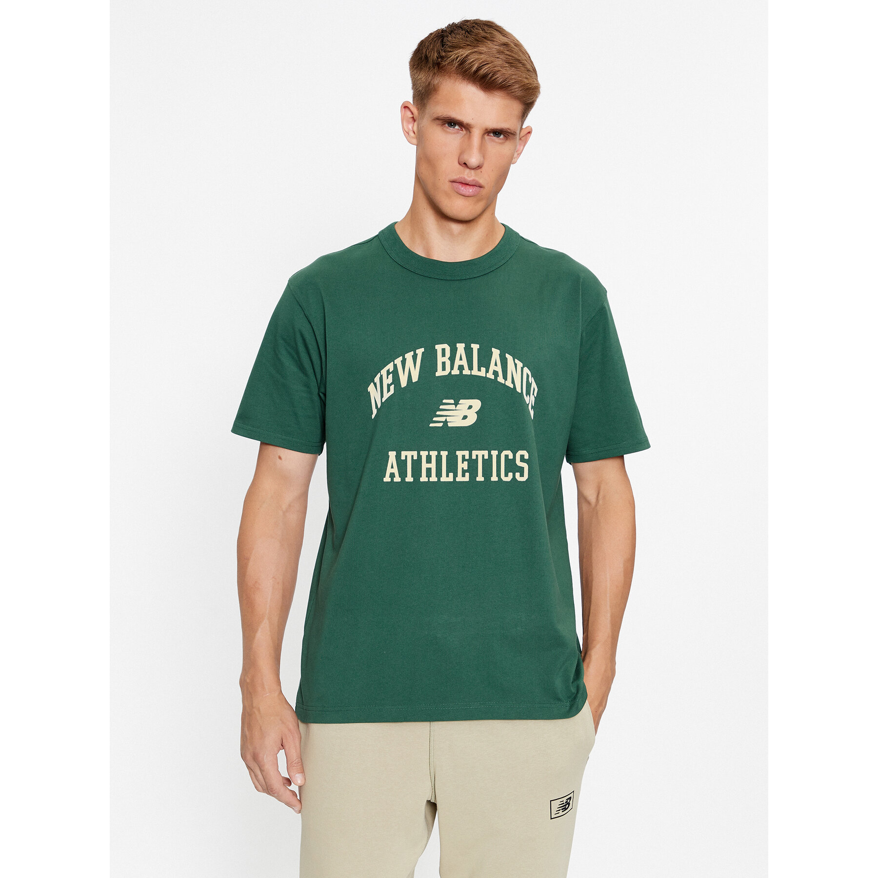 New Balance Póló Athletics Varsity Graphic T-Shirt MT33551 Zöld Regular Fit