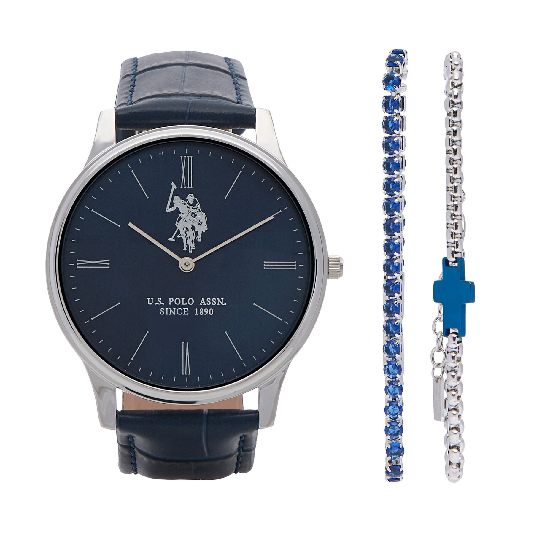 Set de ceas și brățară U.S. Polo Assn. USP6453TW Bleumarin