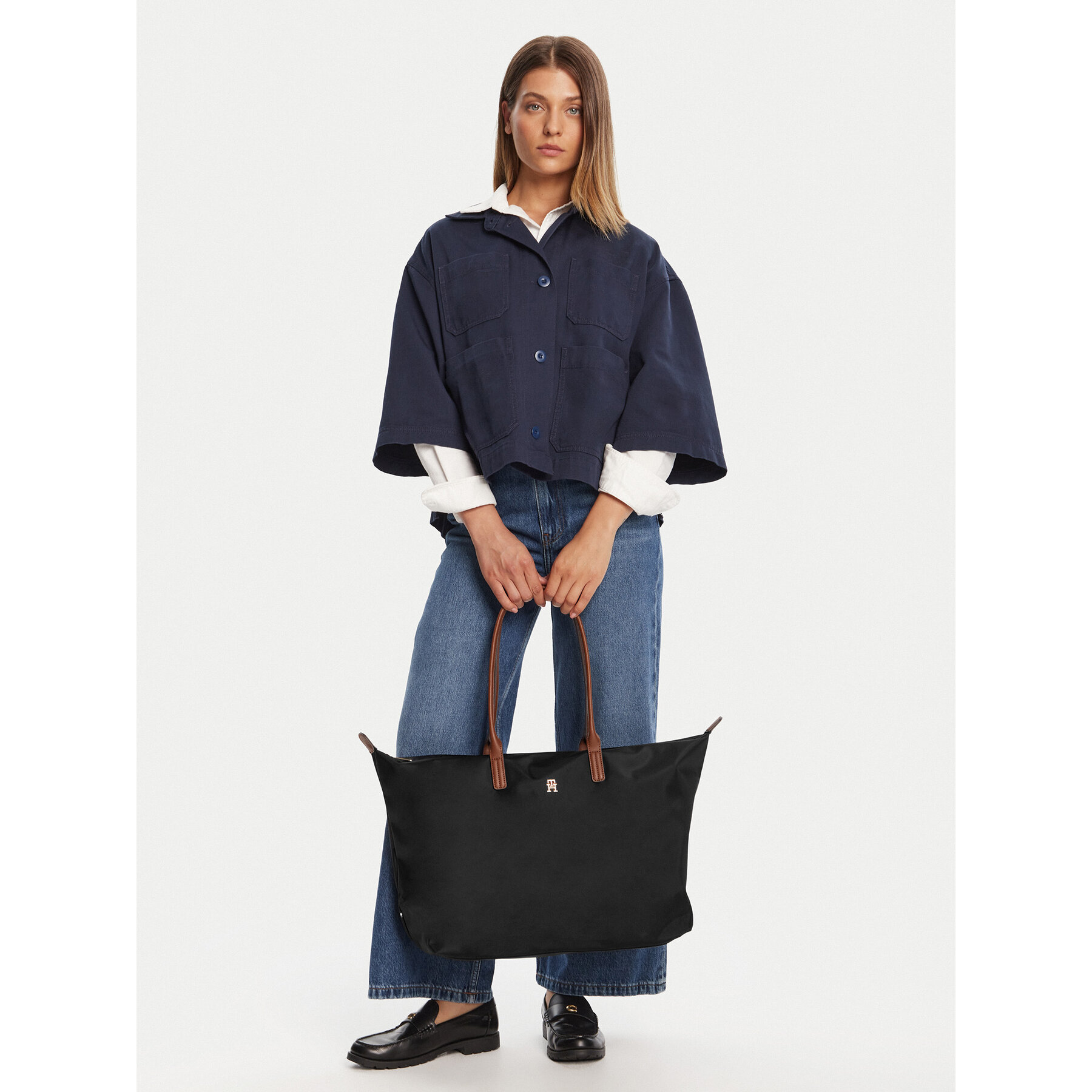 Geantă Tommy Hilfiger Popette Maxi Tote AW0AW17996 Negru