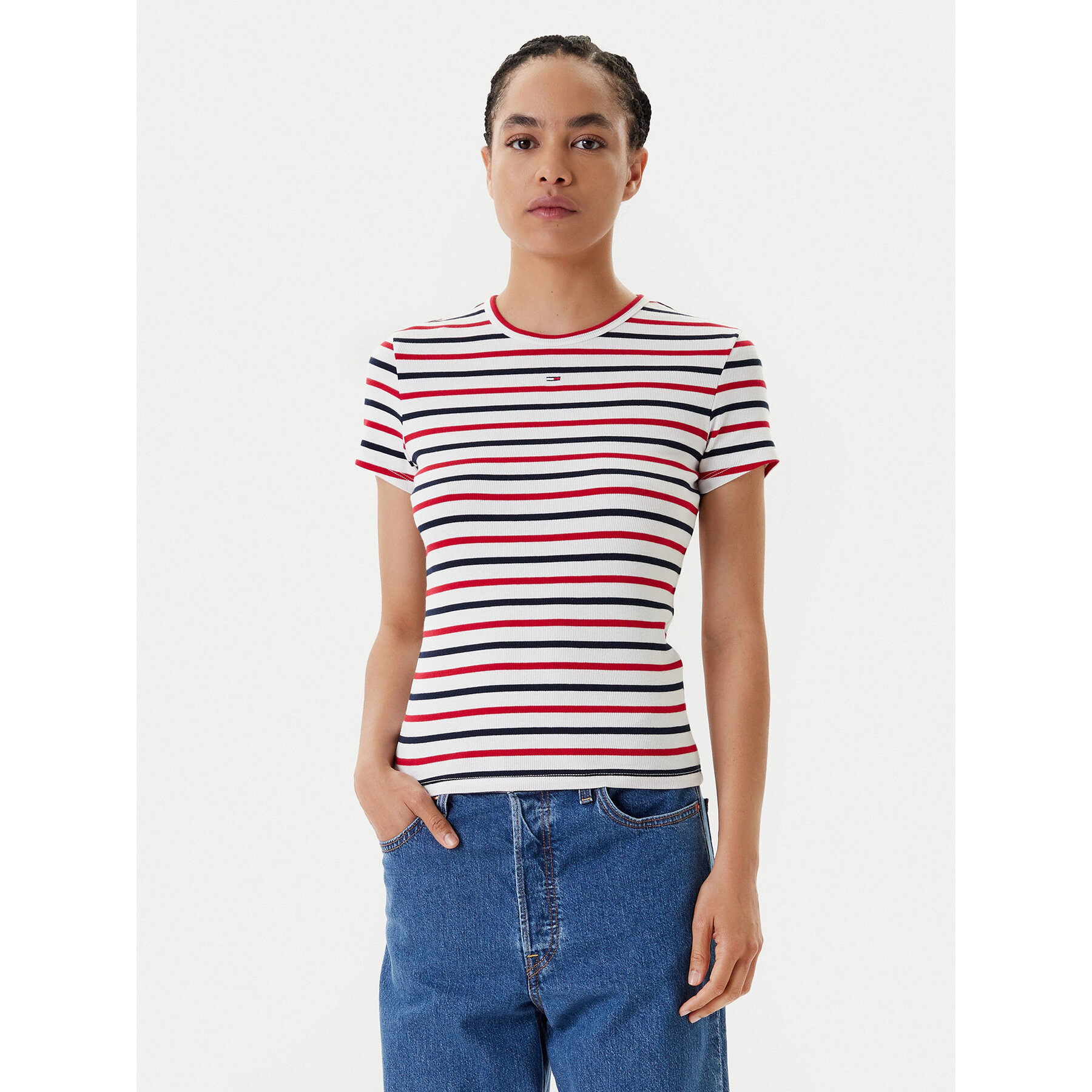 Tommy Jeans T-Shirt Essential DW0DW17383 Έγχρωμο Slim Fit