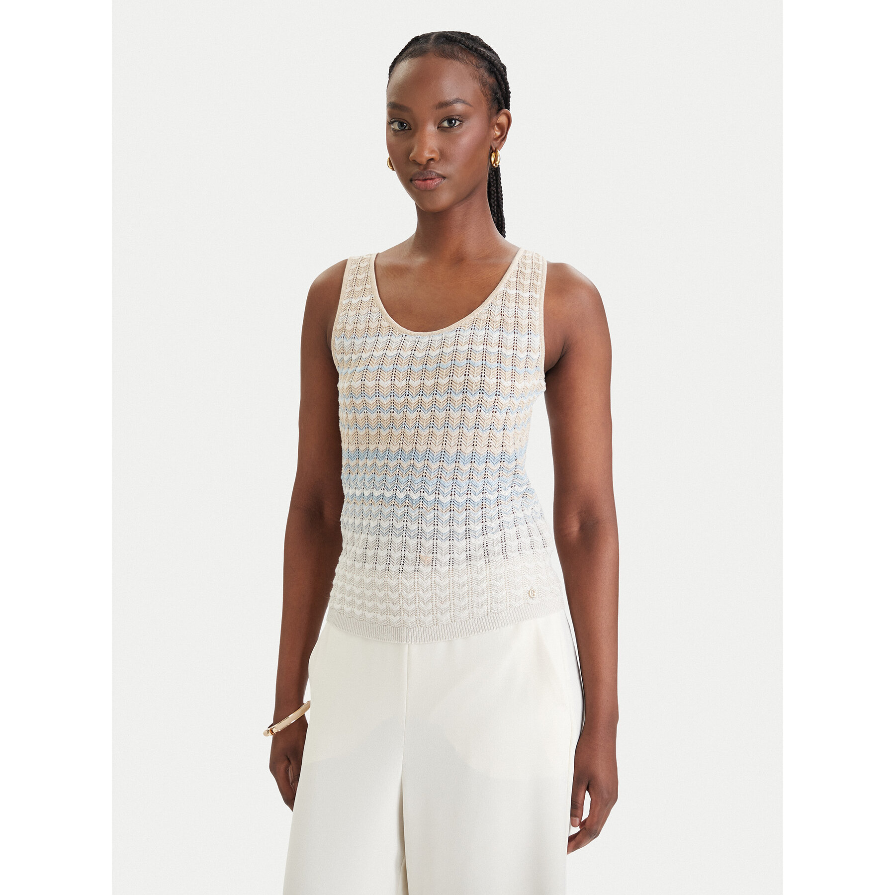 Guess Τοπ W6GR08 Z0589 Μπεζ Regular Fit