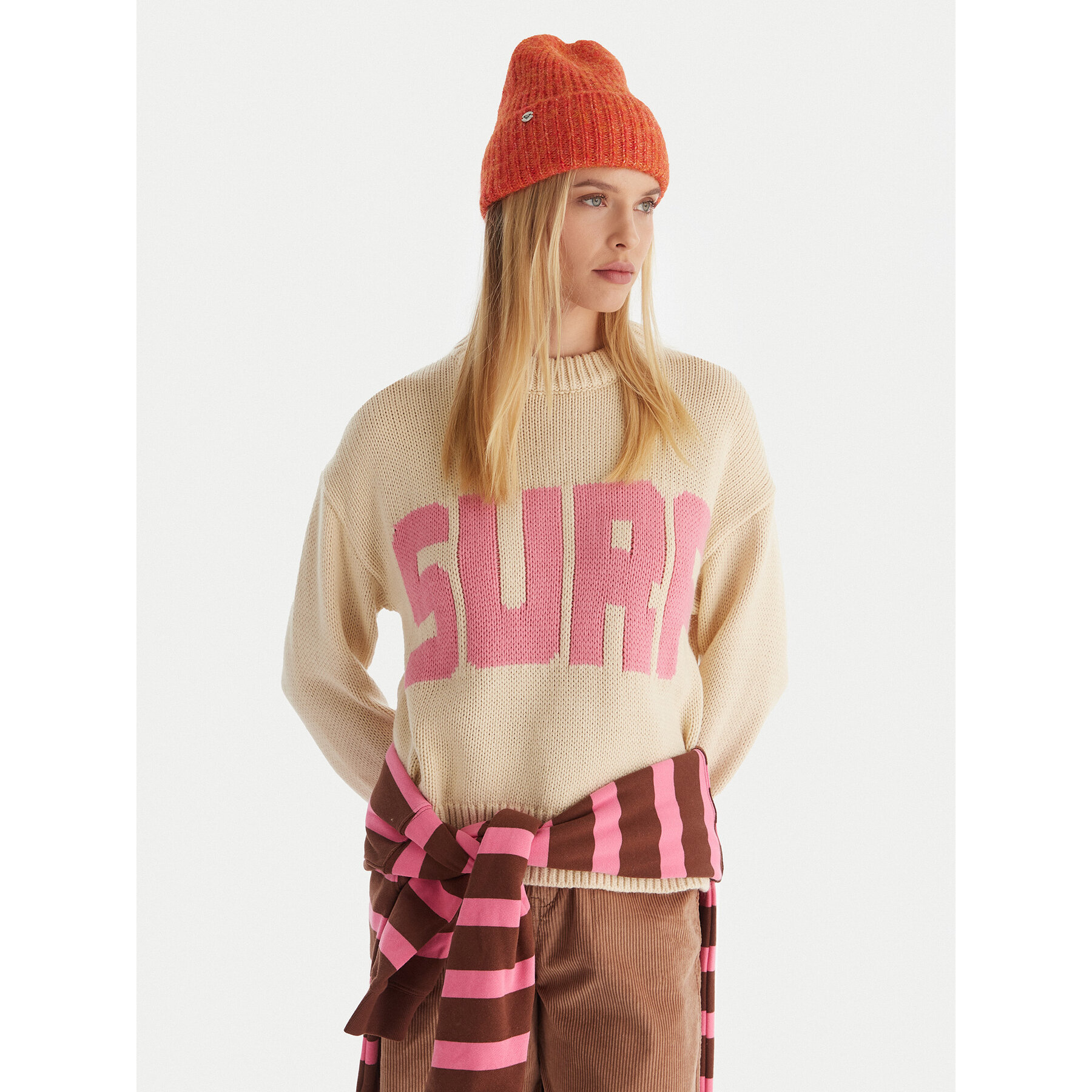 Roxy Pullover Exploring Heart ERJSW03674 Beige Regular Fit