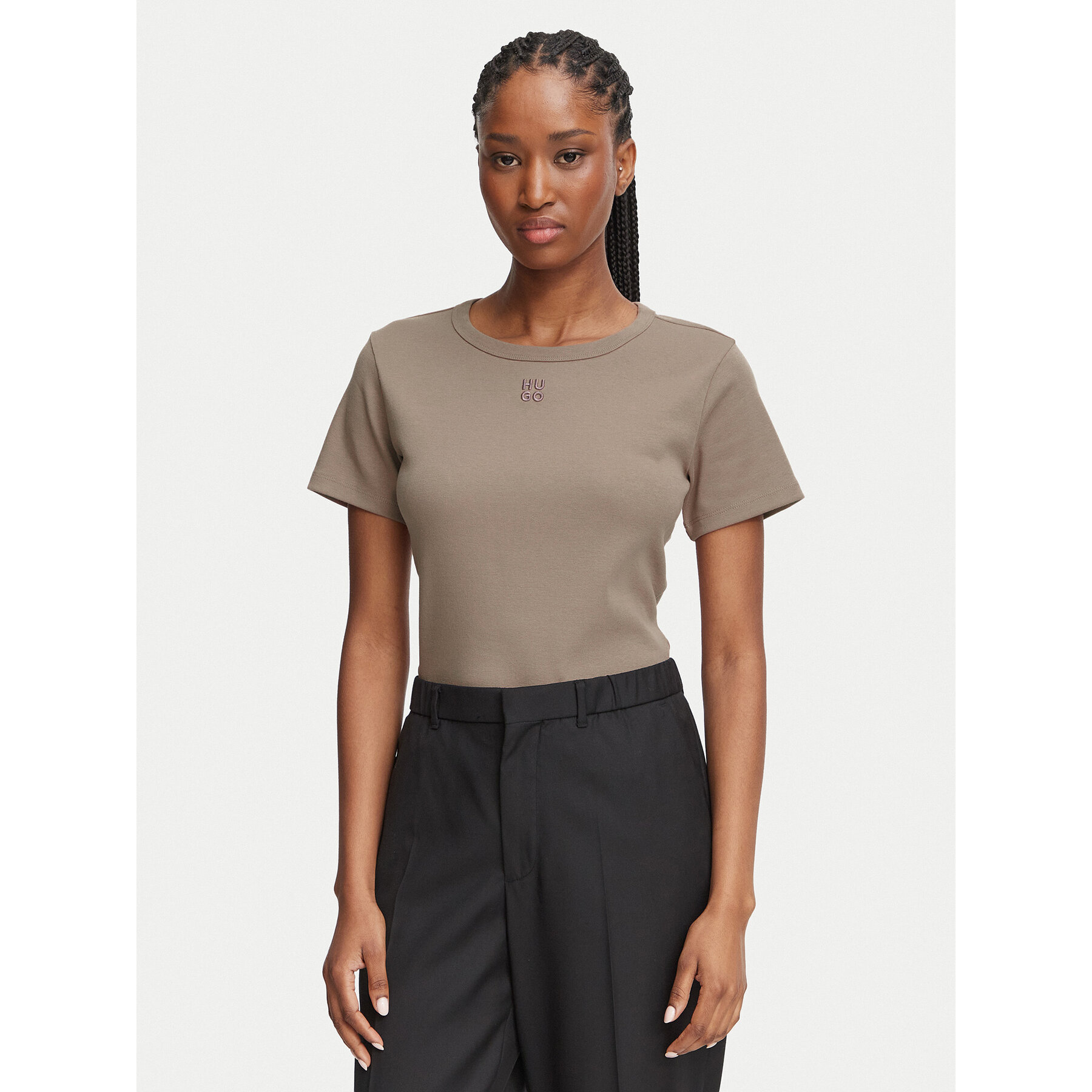 HUGO T-Shirt Deloris 50512002 Khakifarben Regular Fit