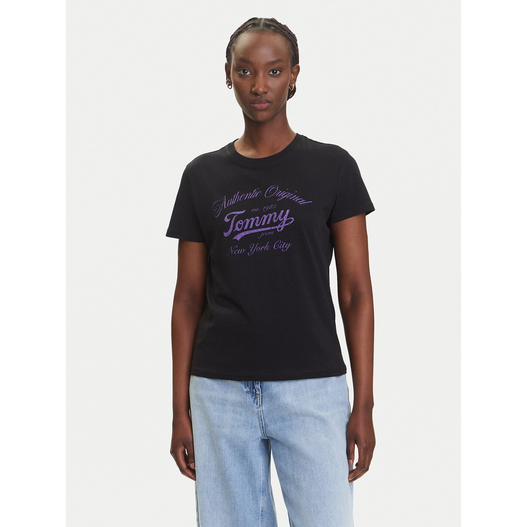 Tommy Jeans Póló Essential DW0DW21404 Fekete Regular Fit