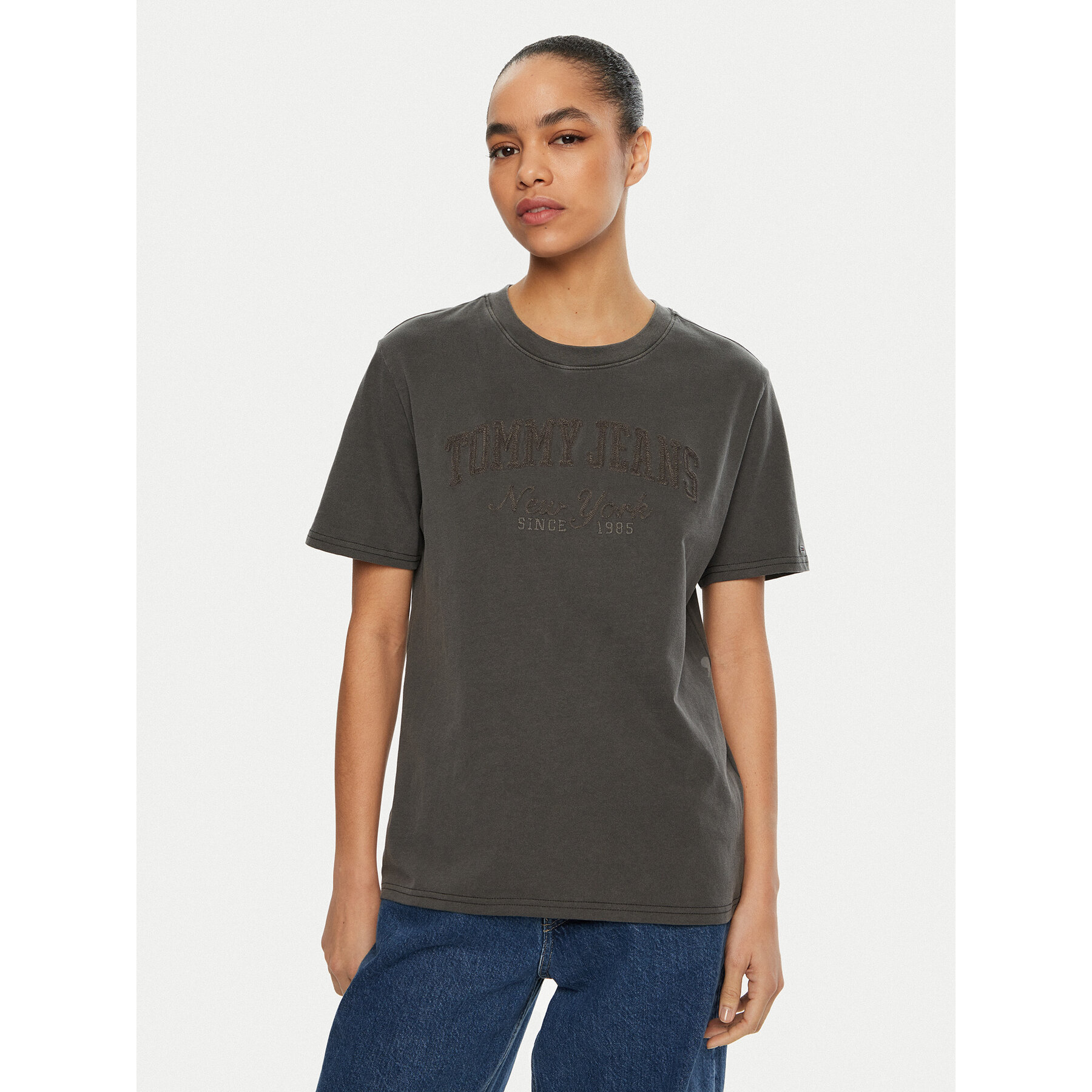 Tommy Jeans T-Shirt Varsity DW0DW19444 Μαύρο Relaxed Fit