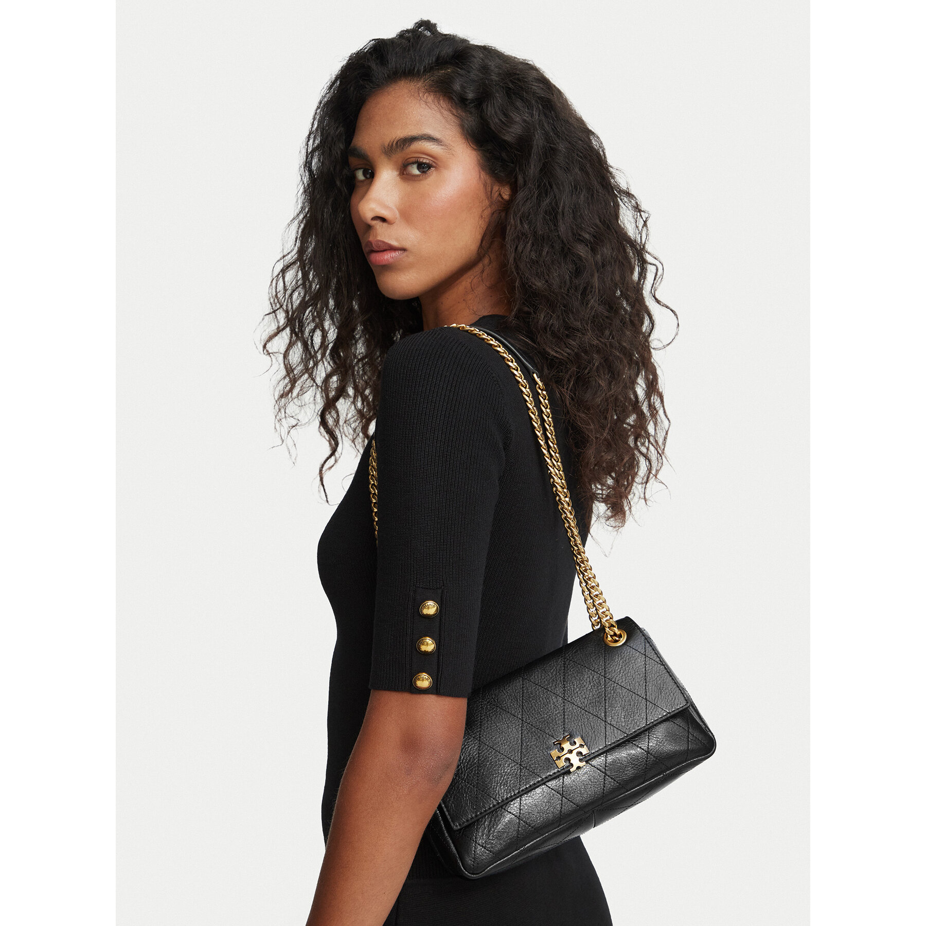 Τσάντα Tory Burch Charlie Quilted Small Shoulder Bag 185829 Μαύρο