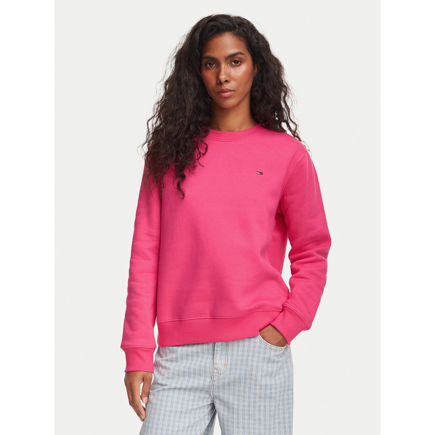 Tommy Jeans Sweatshirt Flag DW0DW19959 Rosa Regular Fit