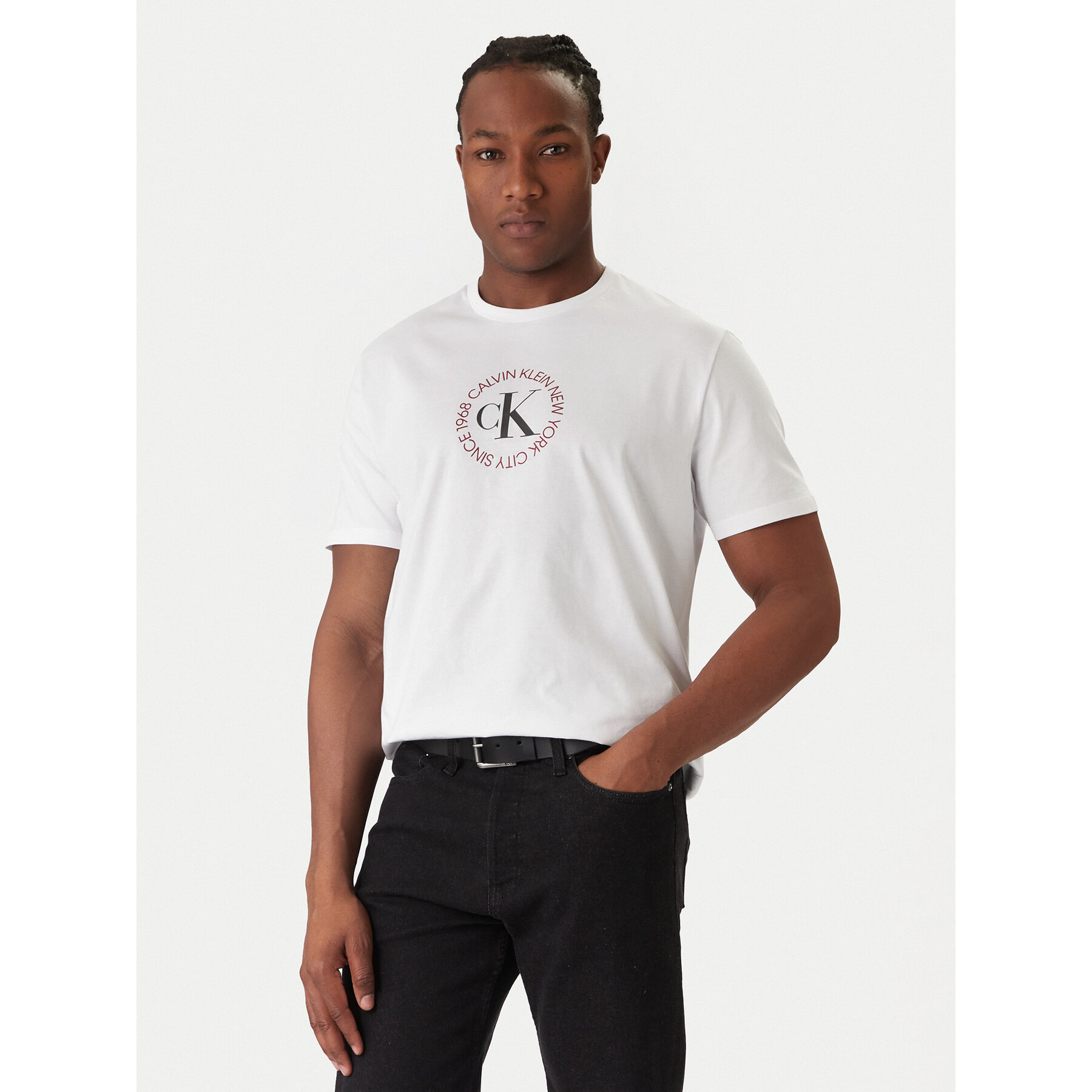 Calvin Klein Jeans T-Shirt Word Circle Graphic LV14RE816G Weiß Regular Fit