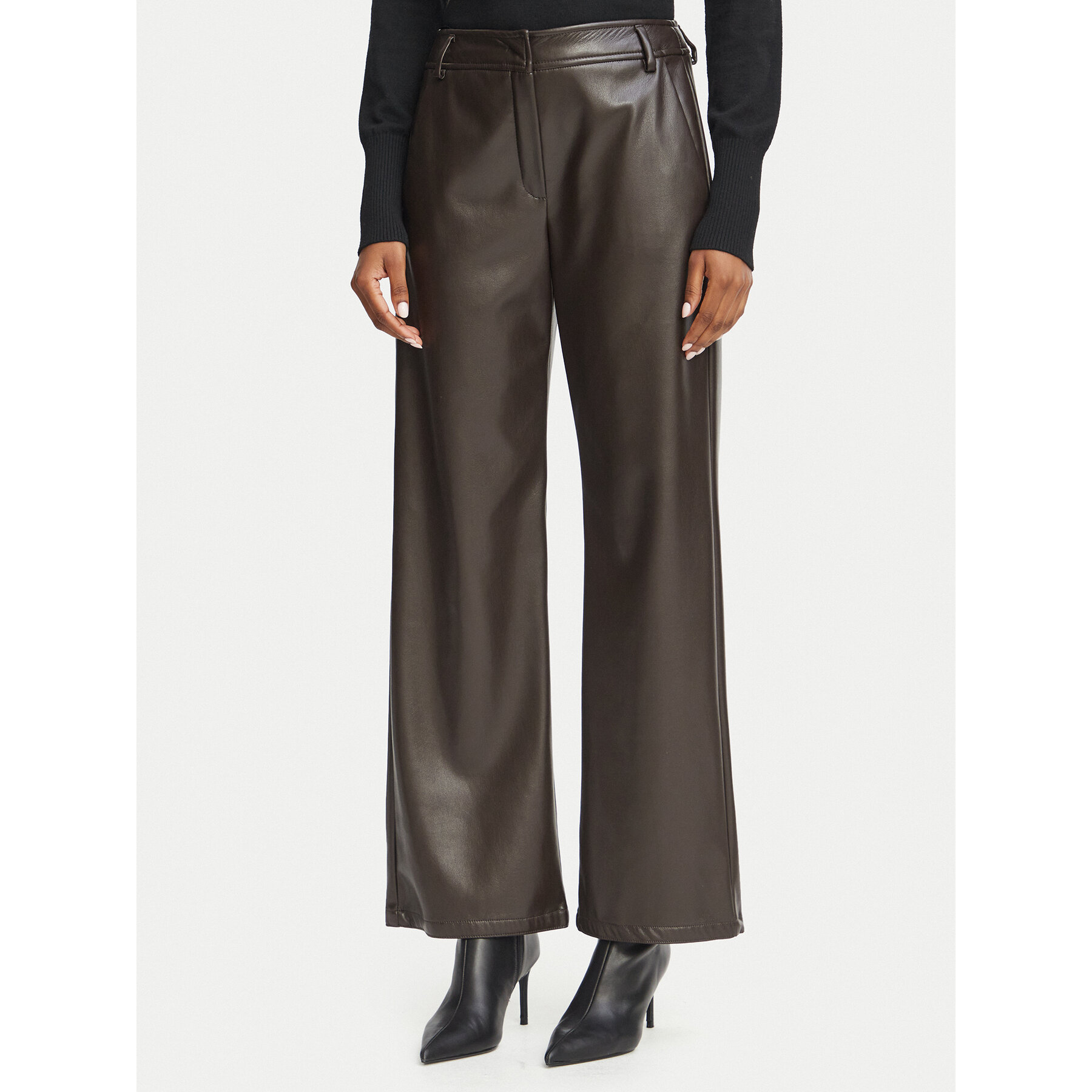 Marella Hose aus Kunstleder Emme by Marella Argento 2625786032 Dunkelbraun Regular Fit