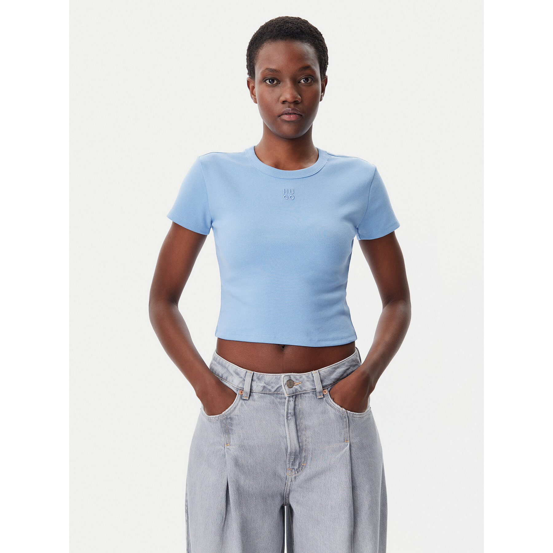 HUGO T-Shirt Delanor 50512000 Μπλε Slim Fit