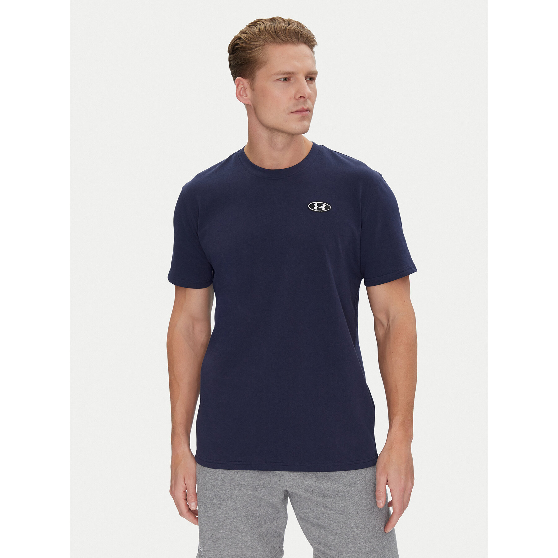 Under Armour T-Shirt Ua Hw Lc Patch Ss 1382902 Dunkelblau Loose Fit