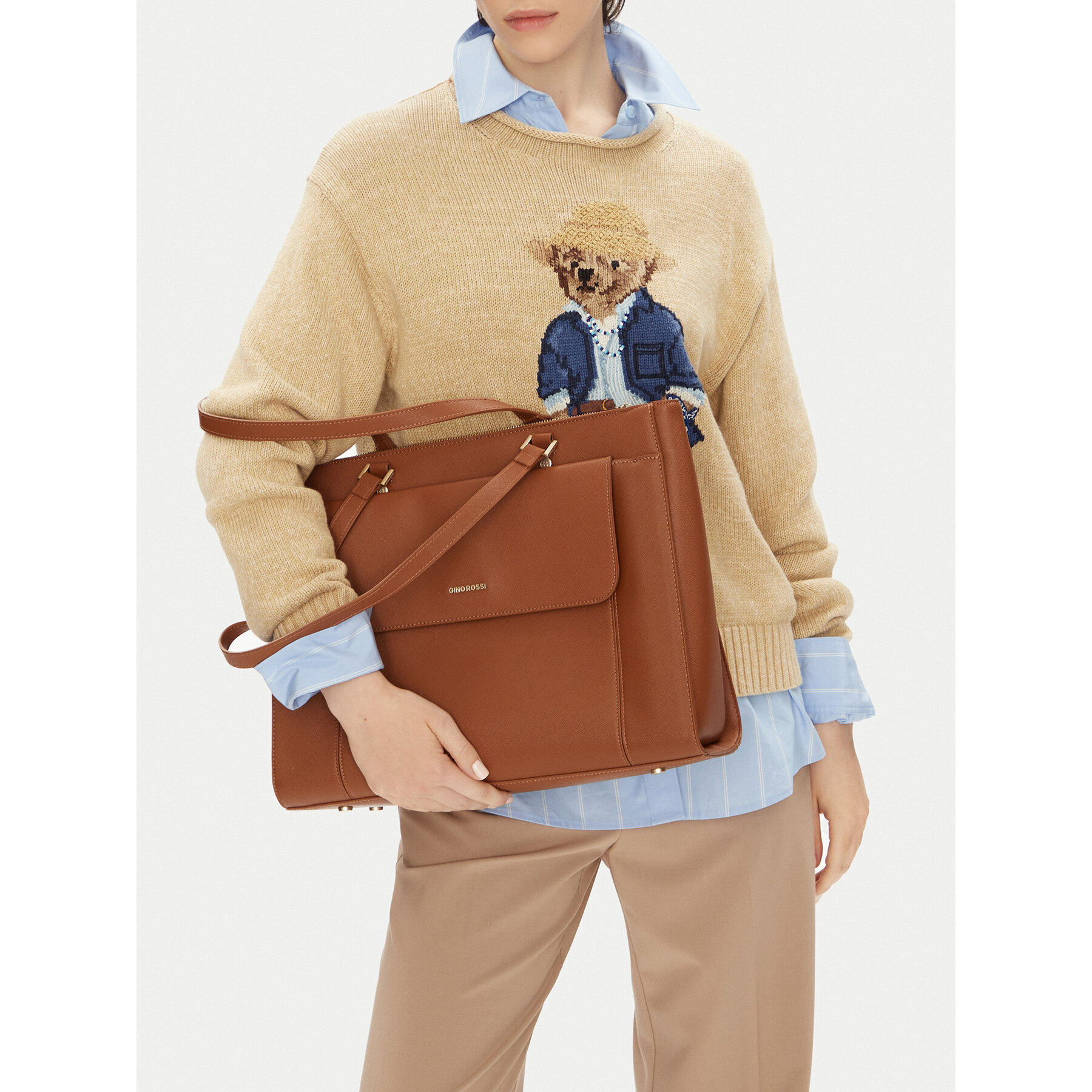 Дамска чанта Gino Rossi EO-PANSY Кафяв