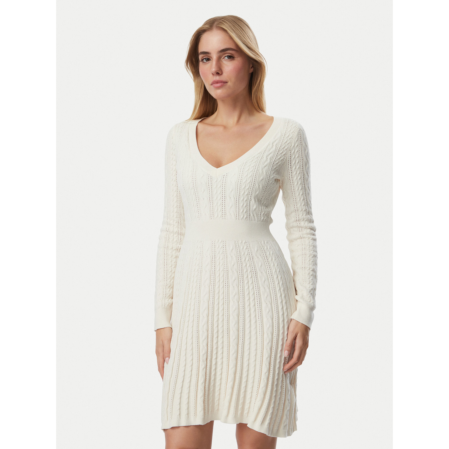 Guess Strickkleid W6BK31 Z1443 Creme Regular Fit