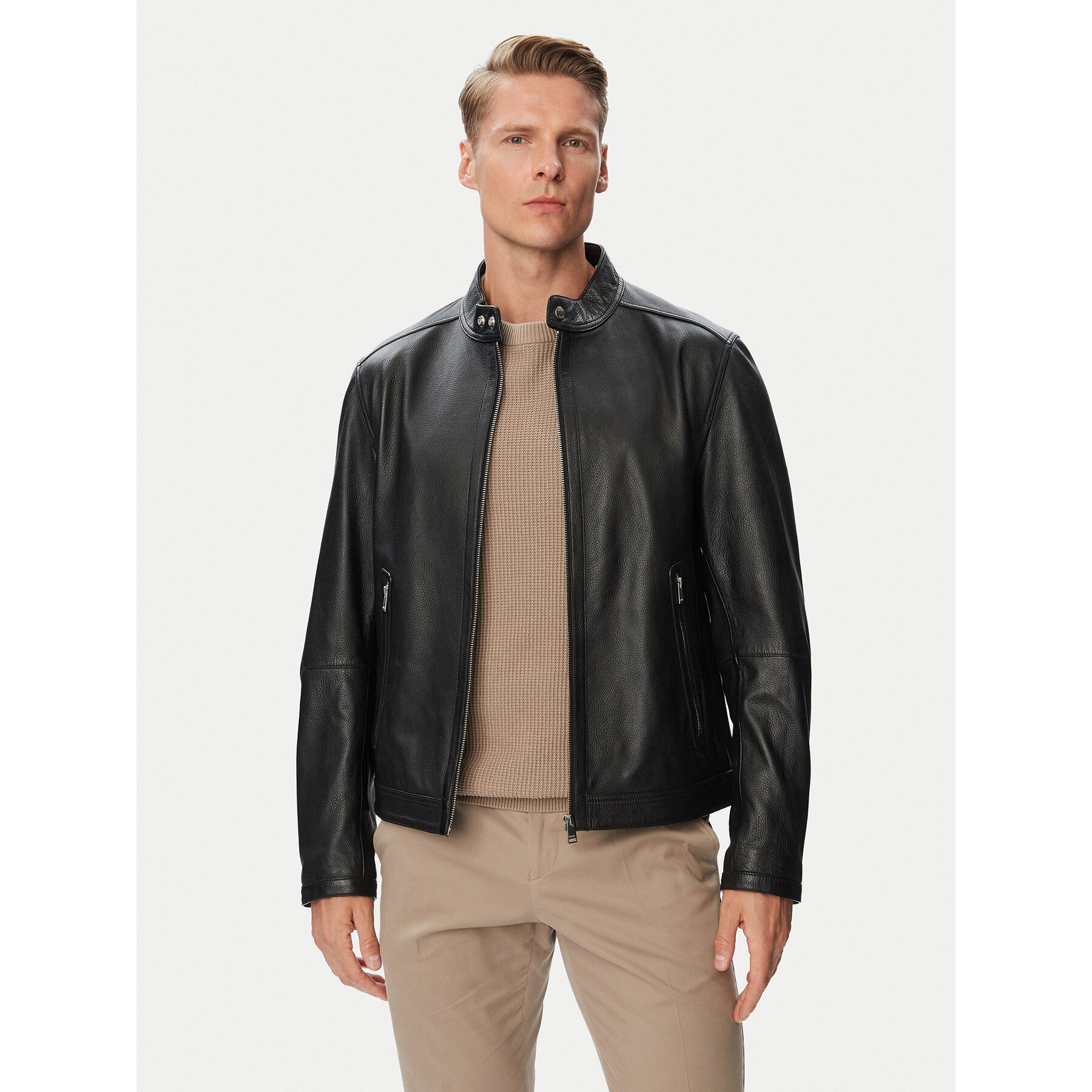 BOSS Lederjacke H-Mansell5 50564586 Schwarz Regular Fit