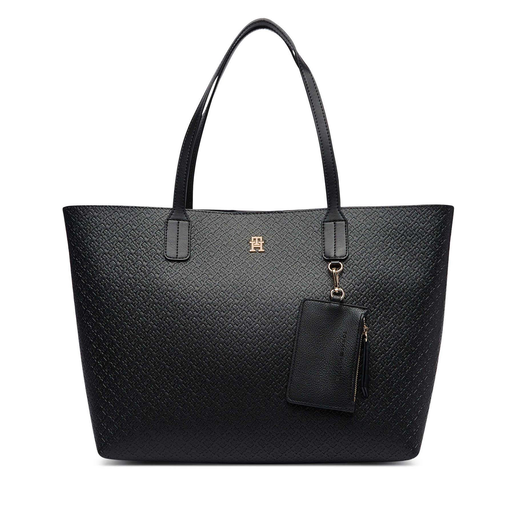 Geantă Tommy Hilfiger Th Icon Tote Mono AW0AW19004 Negru